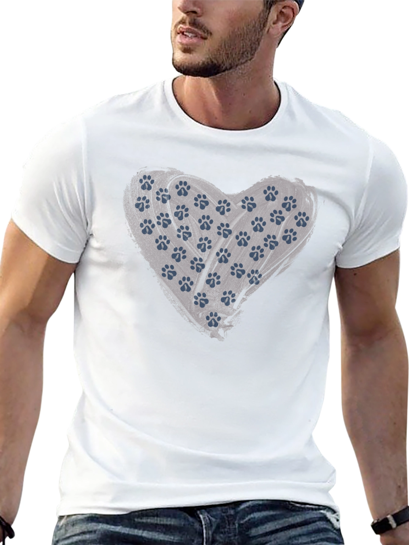 Paw Print Heart Tee - Black Graphic T-Shirt