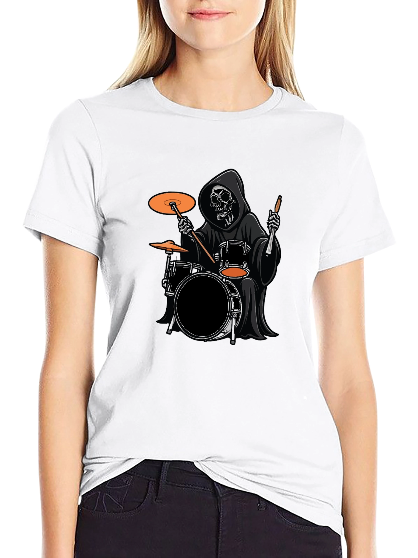 Grim Reaper Drummer Black T-Shirt