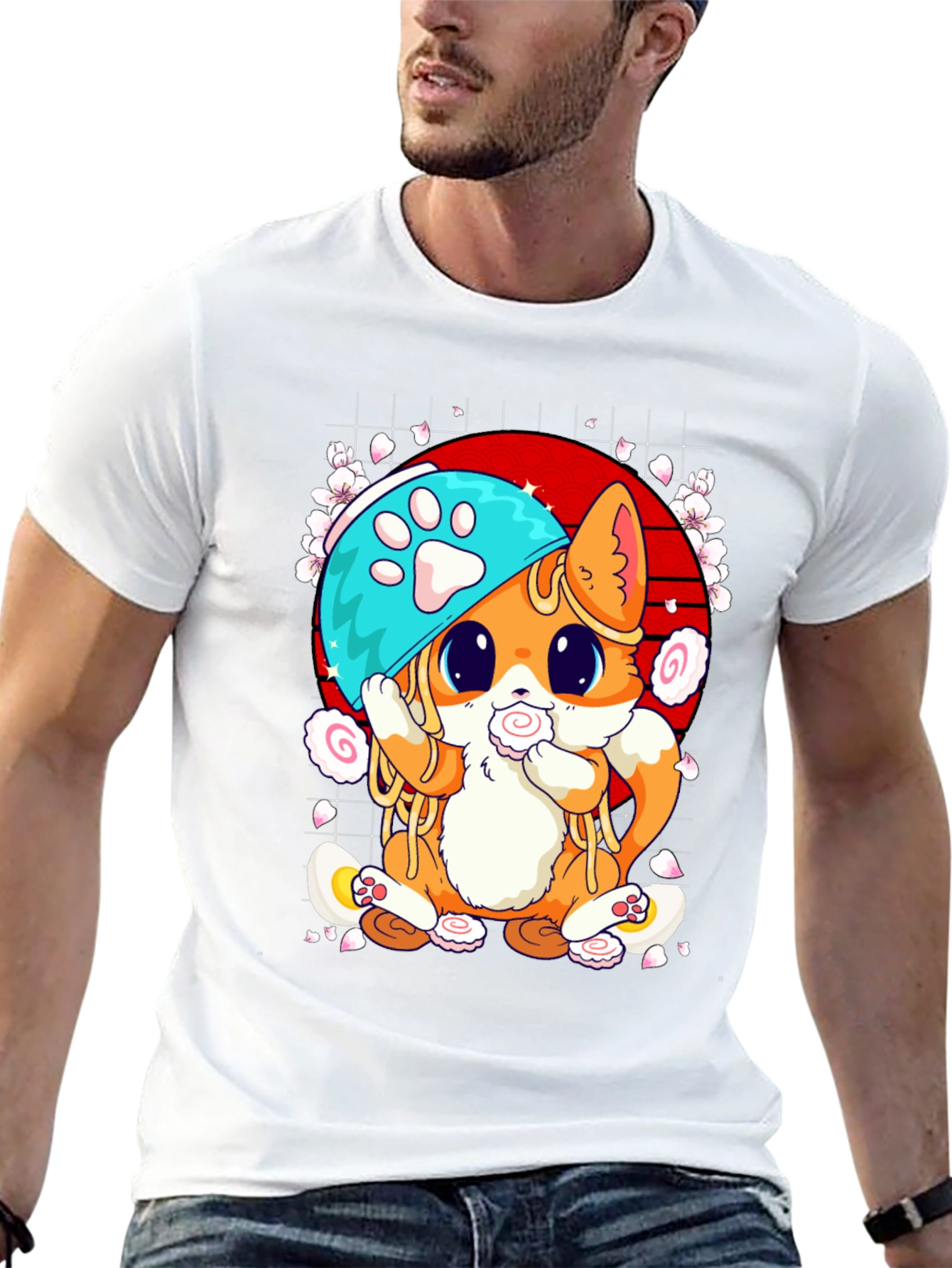 Cute Ramen Cat Graphic Tee