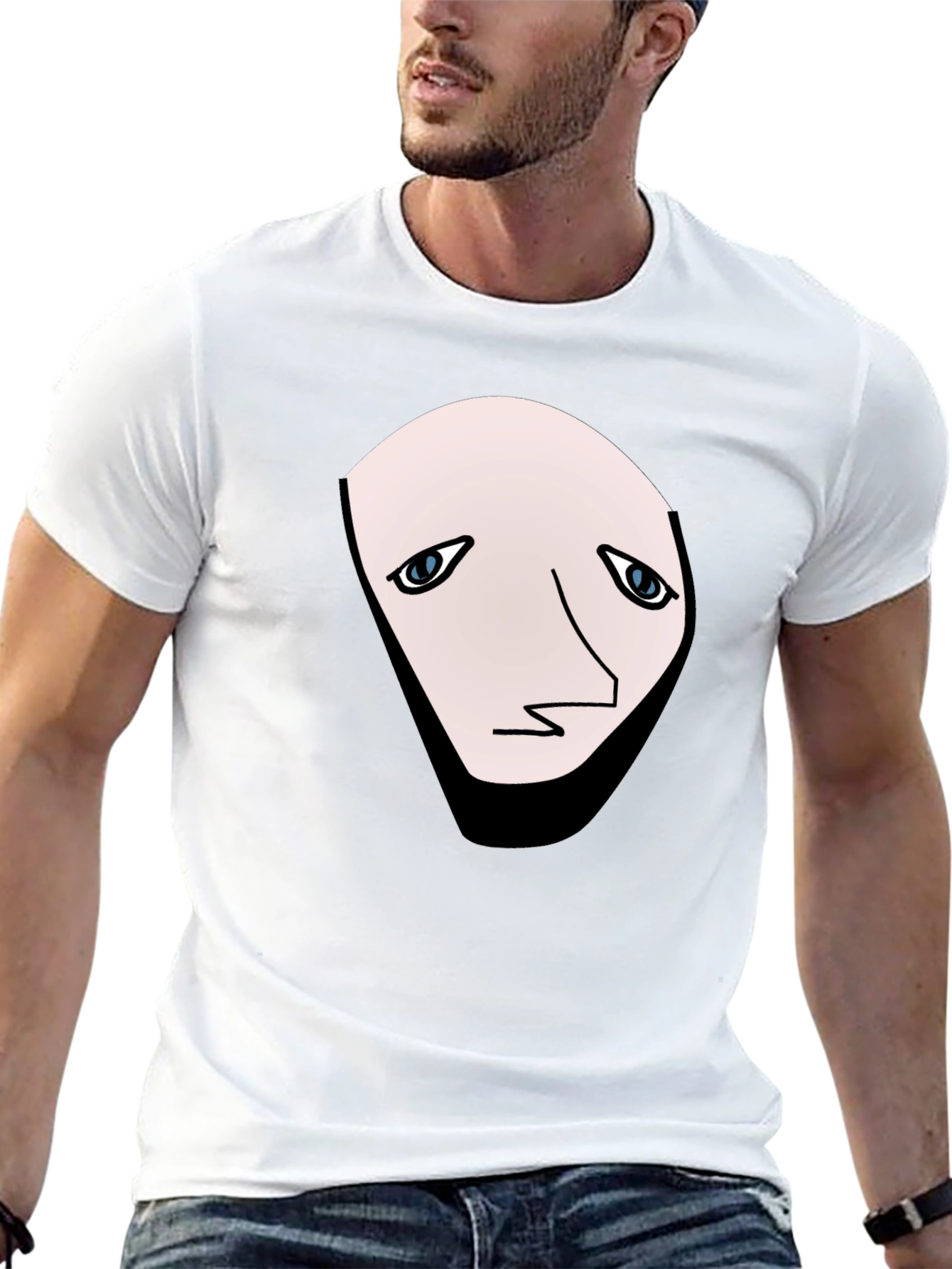 Abstract Face Black T-Shirt - Unique Graphic Tee