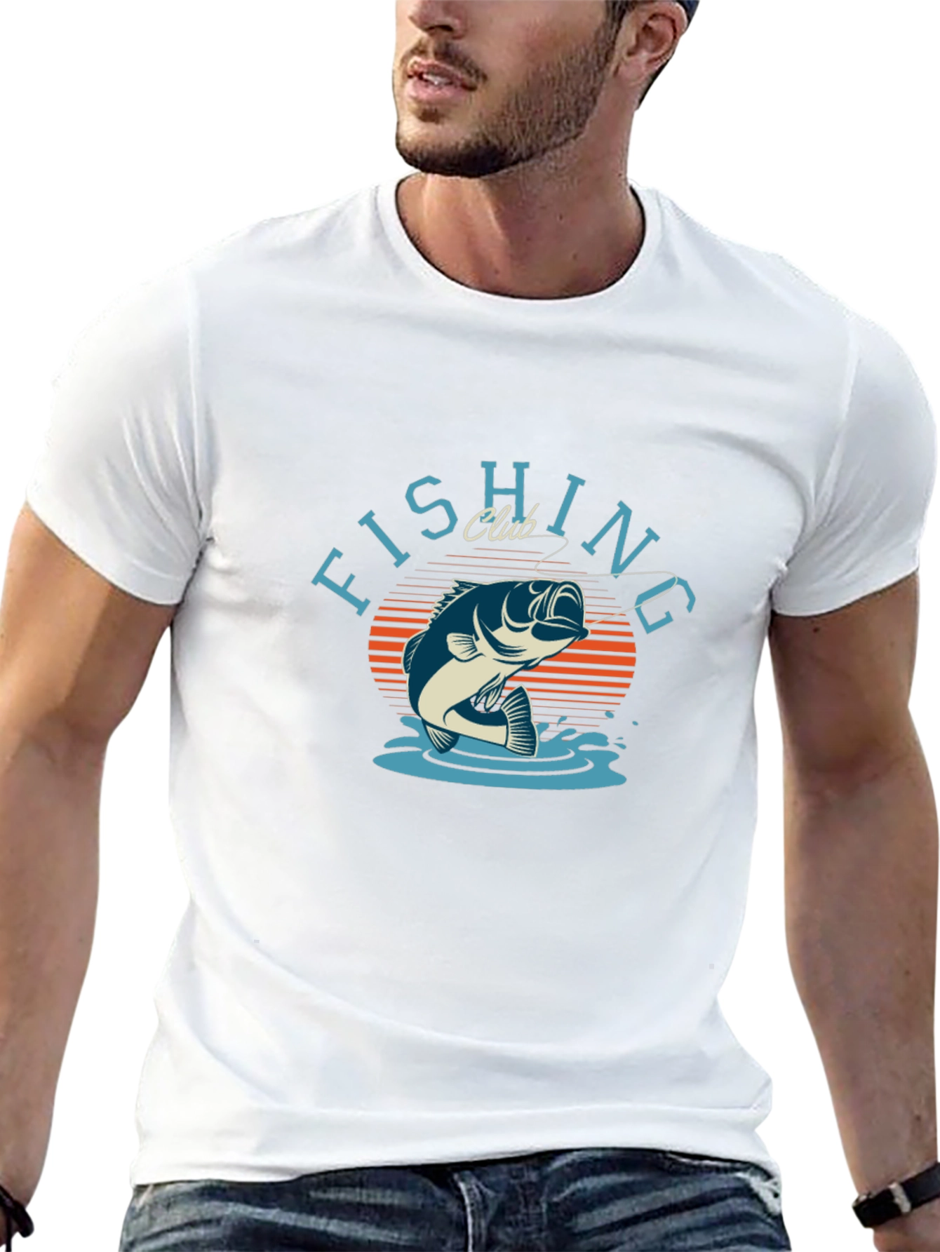 Fishing Club Graphic Tee - Mens Black Cotton T-Shirt