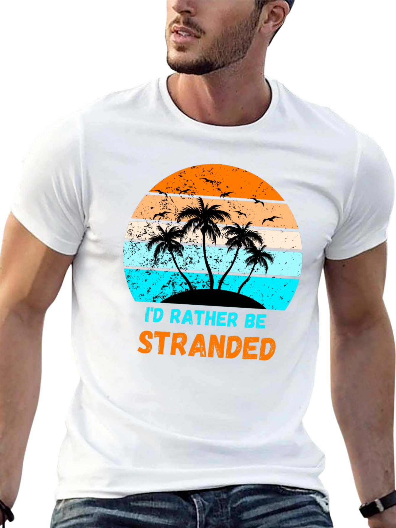 Id Rather Be Stranded Palm Tree Graphic Tee