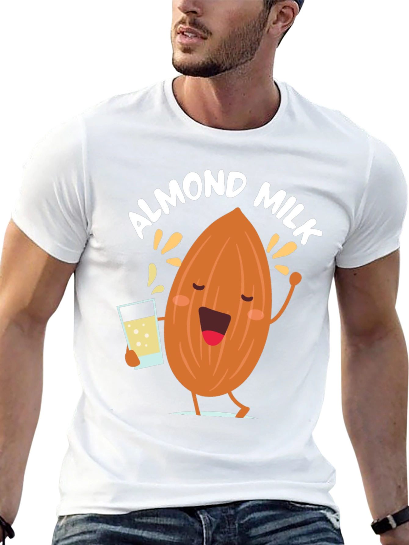 Almond Milk Graphic Tee - Funny Cartoon T-Shirt