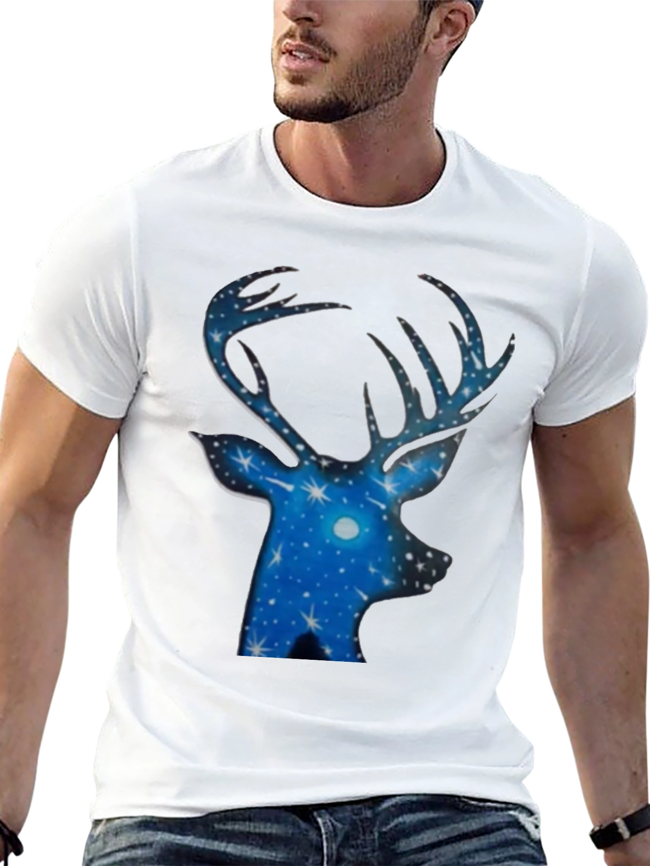 Stargazer Deer Black T-Shirt