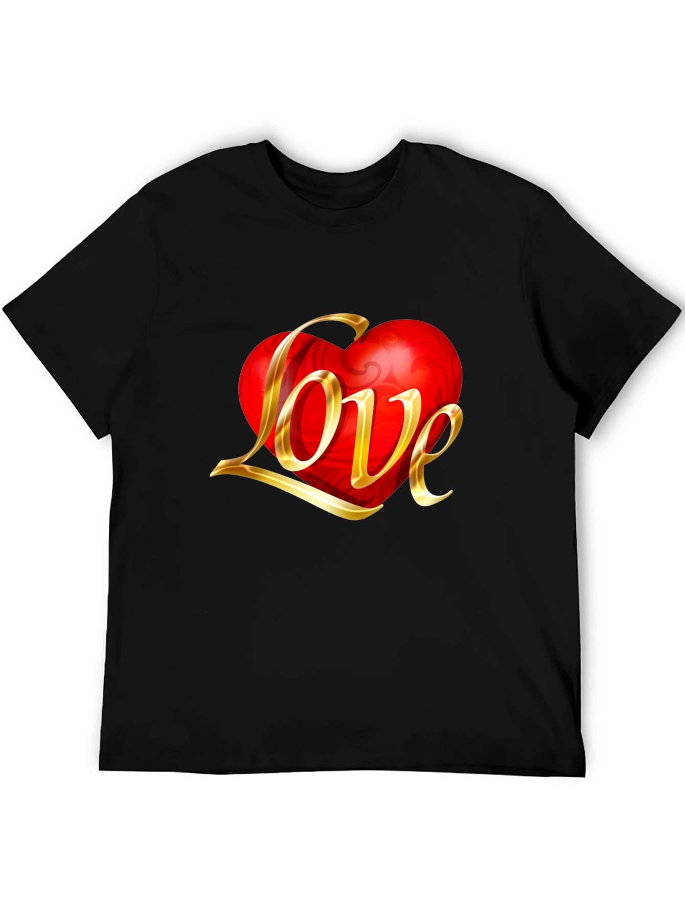 Love Heart Graphic Black T-Shirt