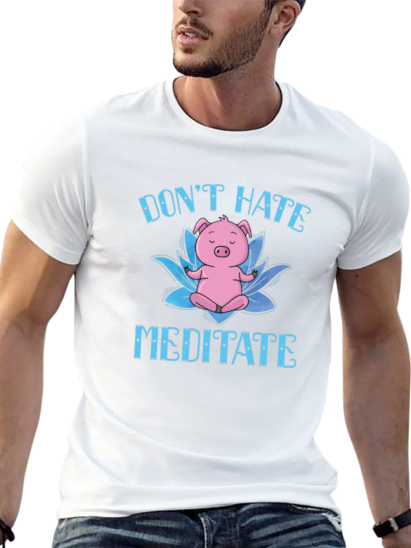 Dont Hate Meditate Pig T-Shirt