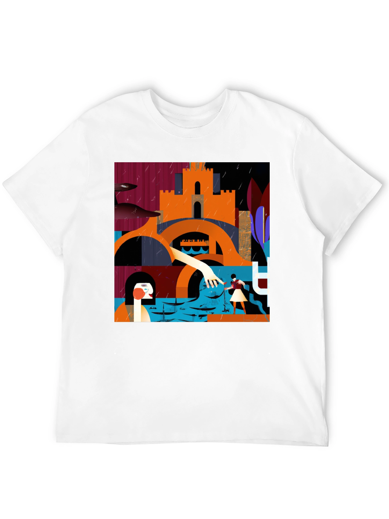 Abstract Art Graphic Print Crew Neck Tee