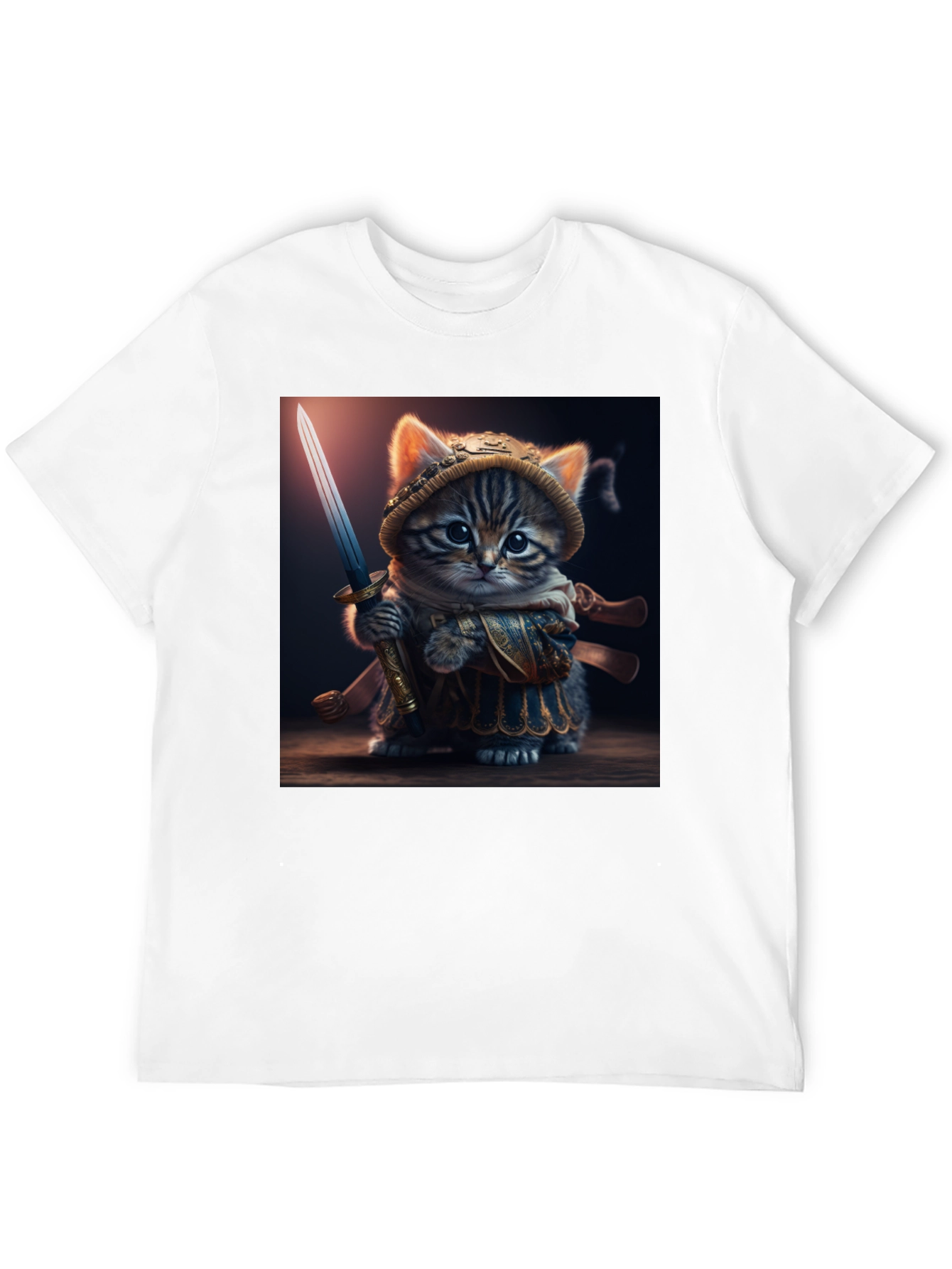 Samurai Cat T-Shirt - Warrior Kitten Graphic Tee