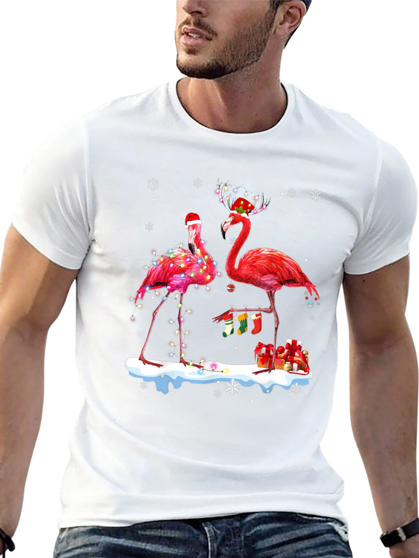 Festive Flamingo Christmas T-Shirt