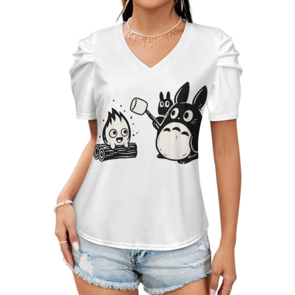 Cute Forest Campfire Cartoon Shirt, Cozy Anime Inspired Graphic Tee, Whimsical Camping Character Top, Funny Nature Lover Apparel, Minimal Aesthetic Gift(z698)