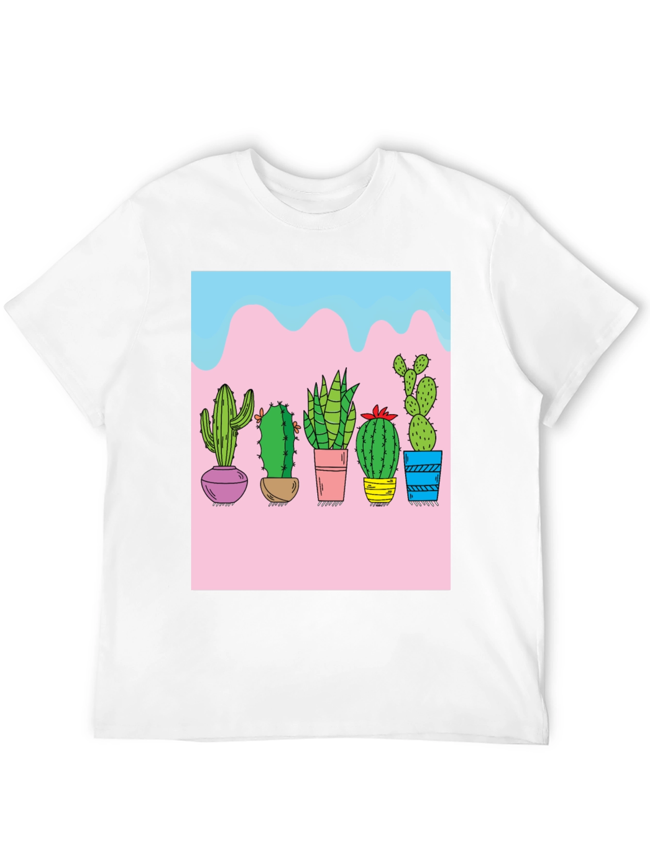 Cactus Print Black Tee - Unique Graphic Design