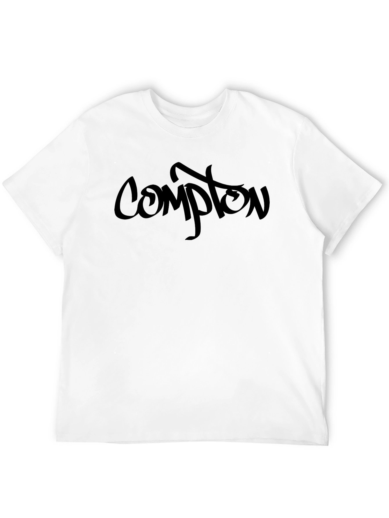 Compton Graphic Print T-Shirt - Casual Black Tee