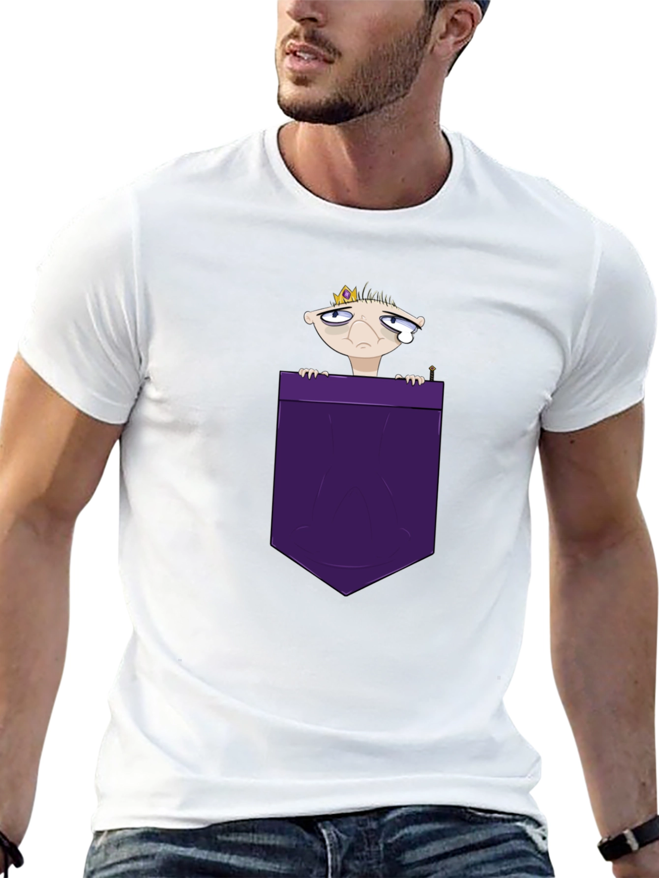 Cartoon King in Pocket Graphic T-Shirt