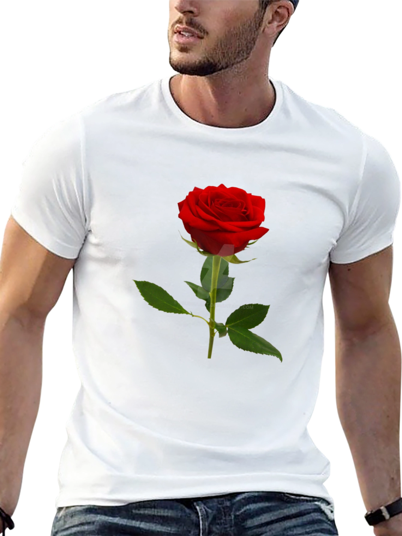 Classic Red Rose T-Shirt - Elegant Floral Design