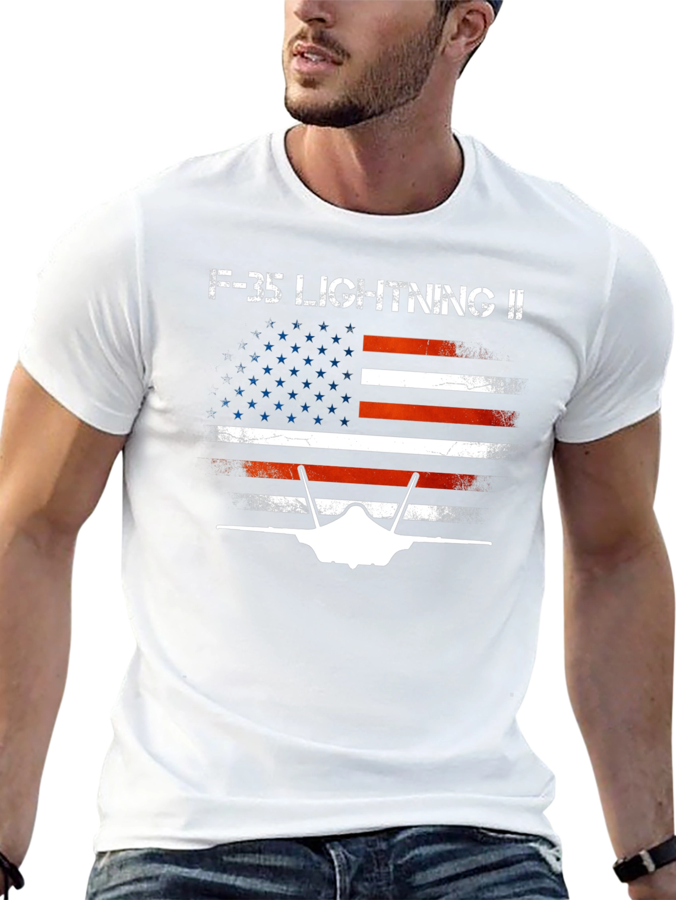 F-35 Lightning II American Flag T-Shirt