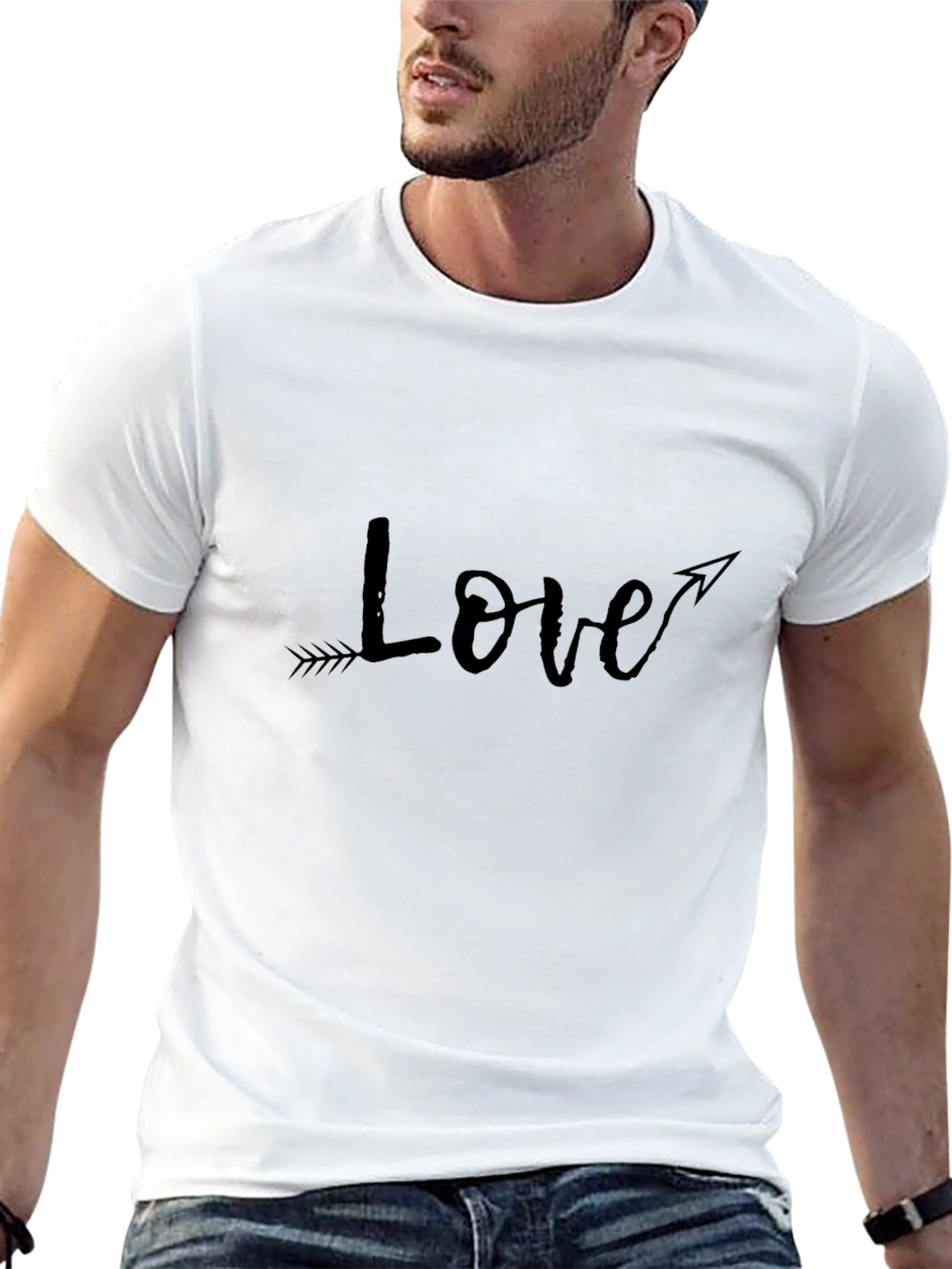 Love Arrow Graphic Tee - Black Cotton Casual Shirt