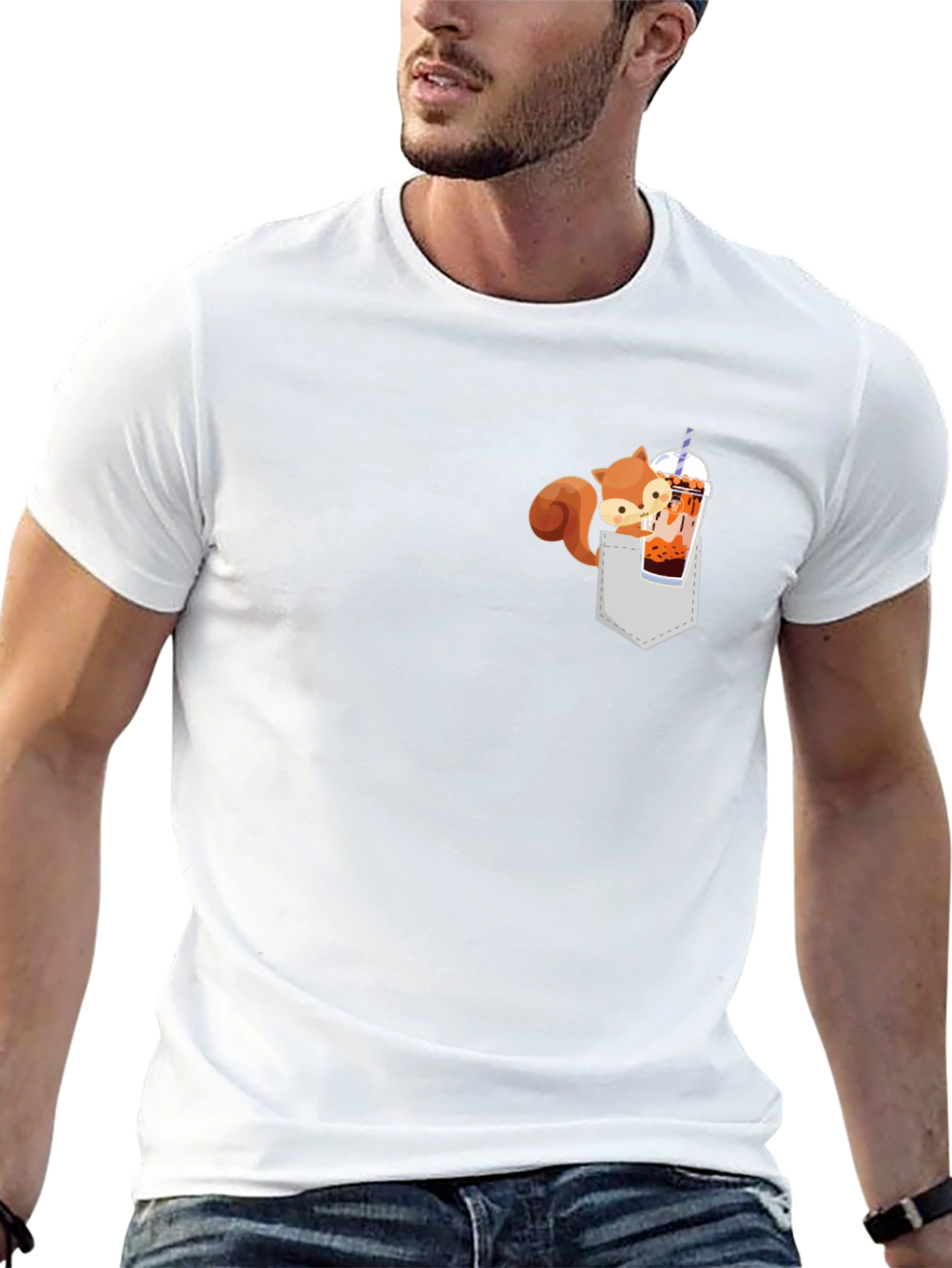 Squirrel in Pocket Bubble Tea T-Shirt