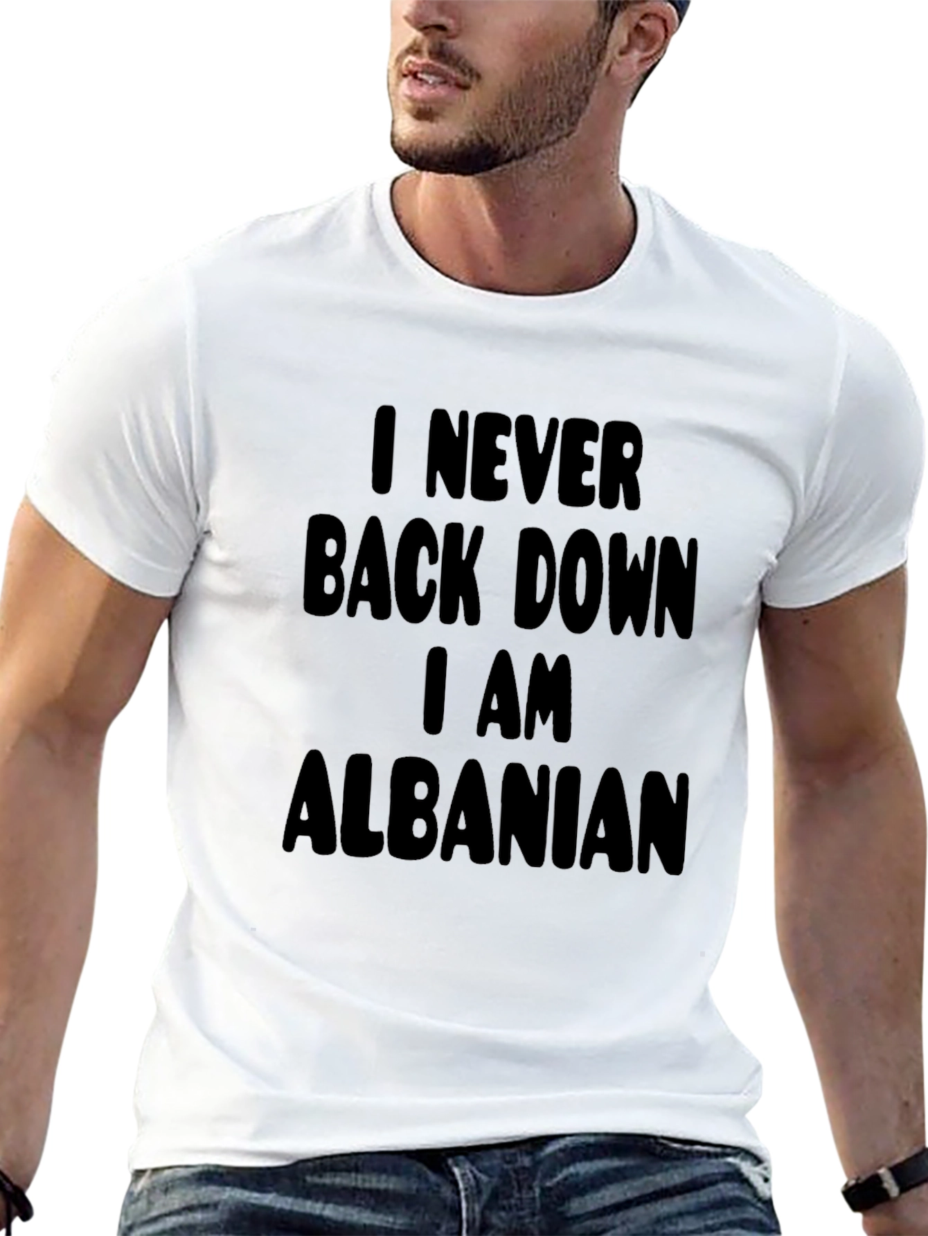 I Never Back Down I Am Albanian Black T-Shirt