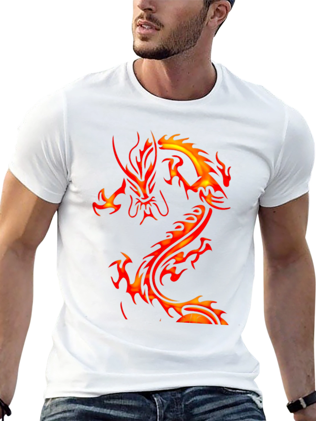 Fiery Dragon Graphic Black T-Shirt