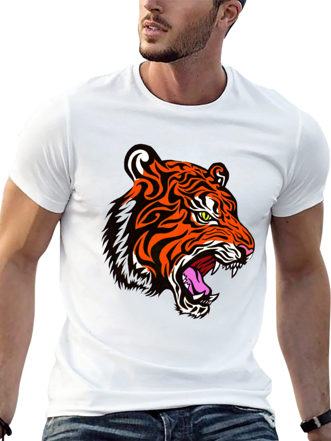Tiger Graphic Print Black T-Shirt
