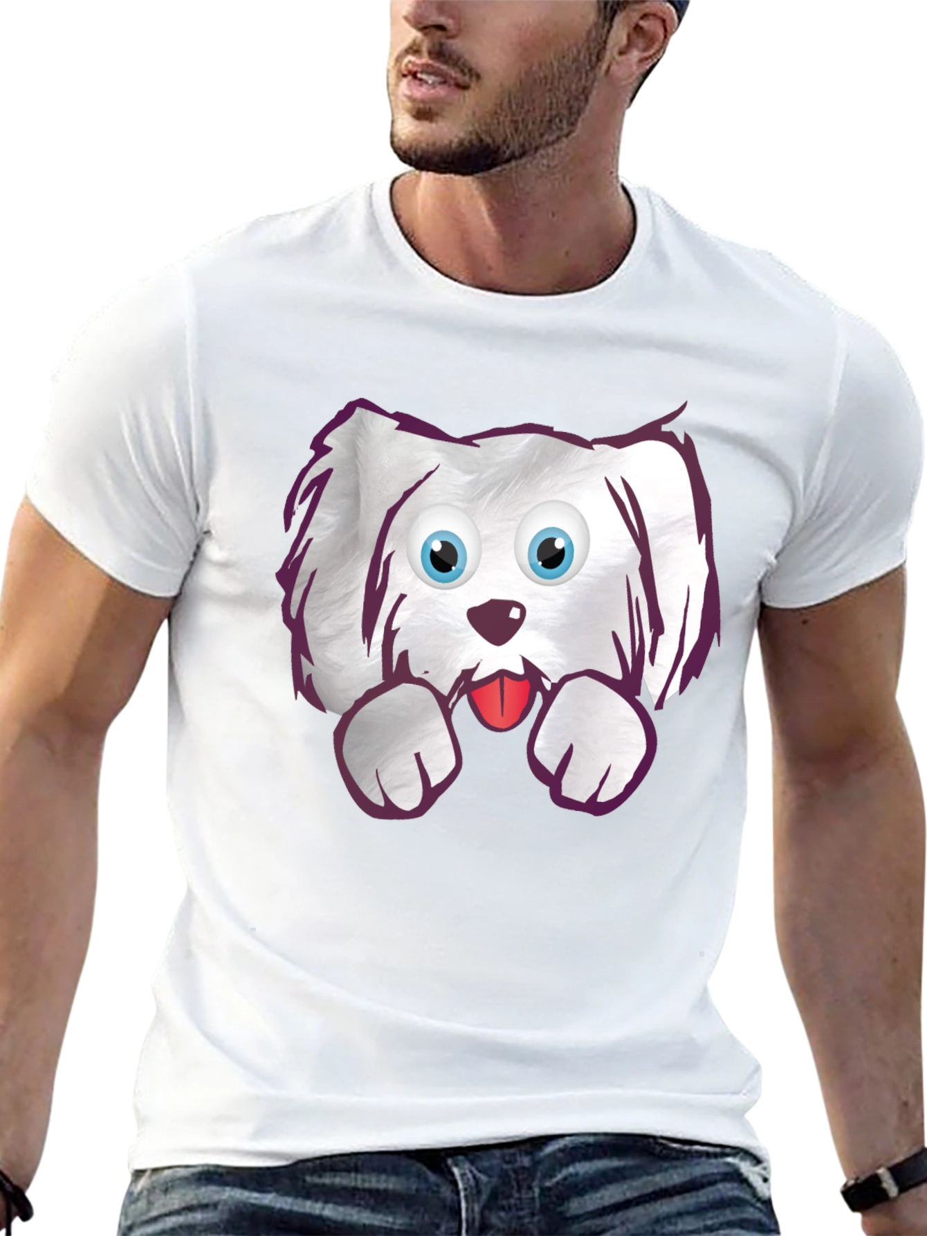Cartoon Dog Graphic T-Shirt - Cute Pet Tee