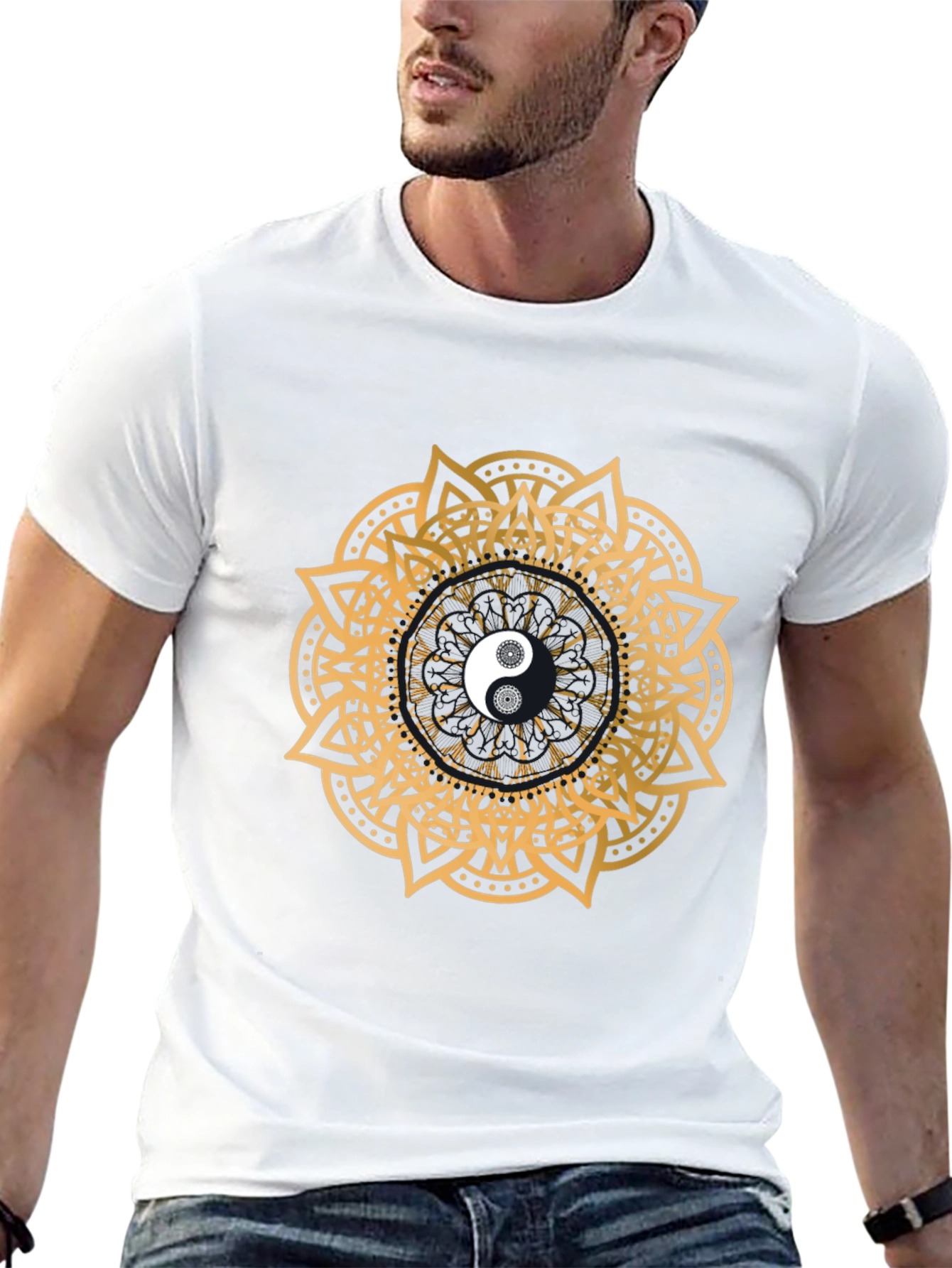 Yin Yang Mandala Graphic Black T-Shirt