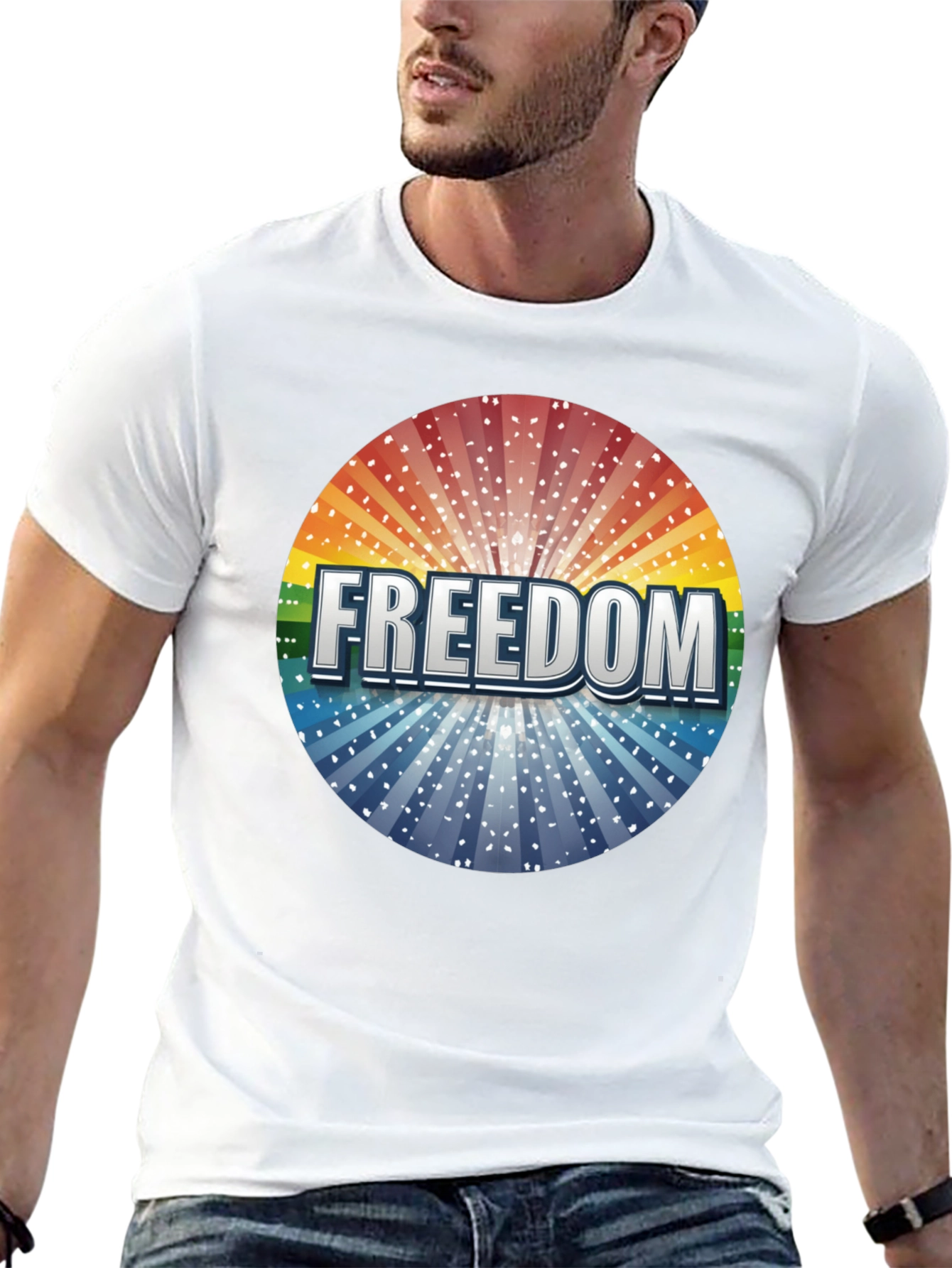 Freedom Graphic Print Crew Neck T-Shirt