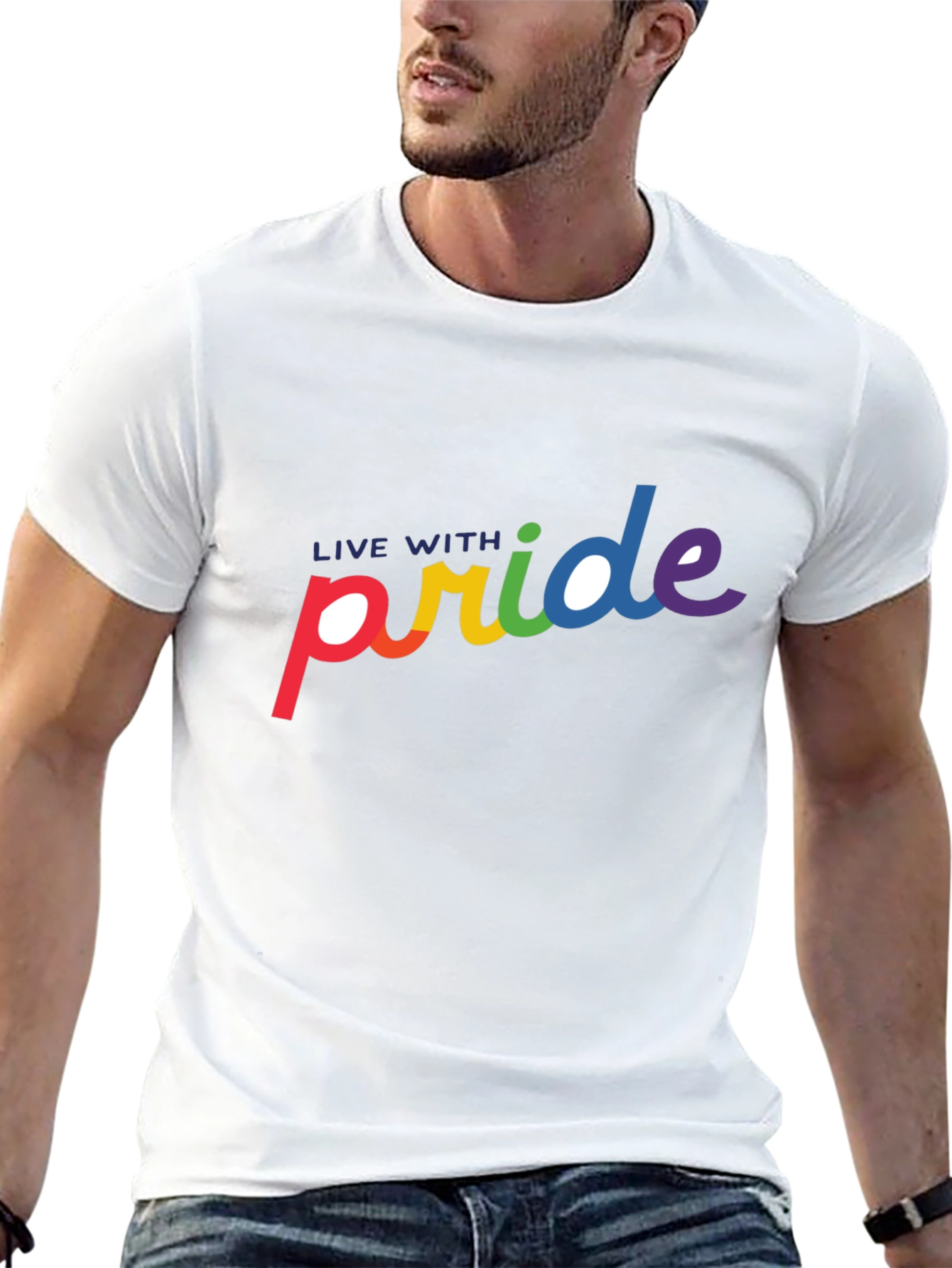Live With Pride Rainbow Graphic T-Shirt
