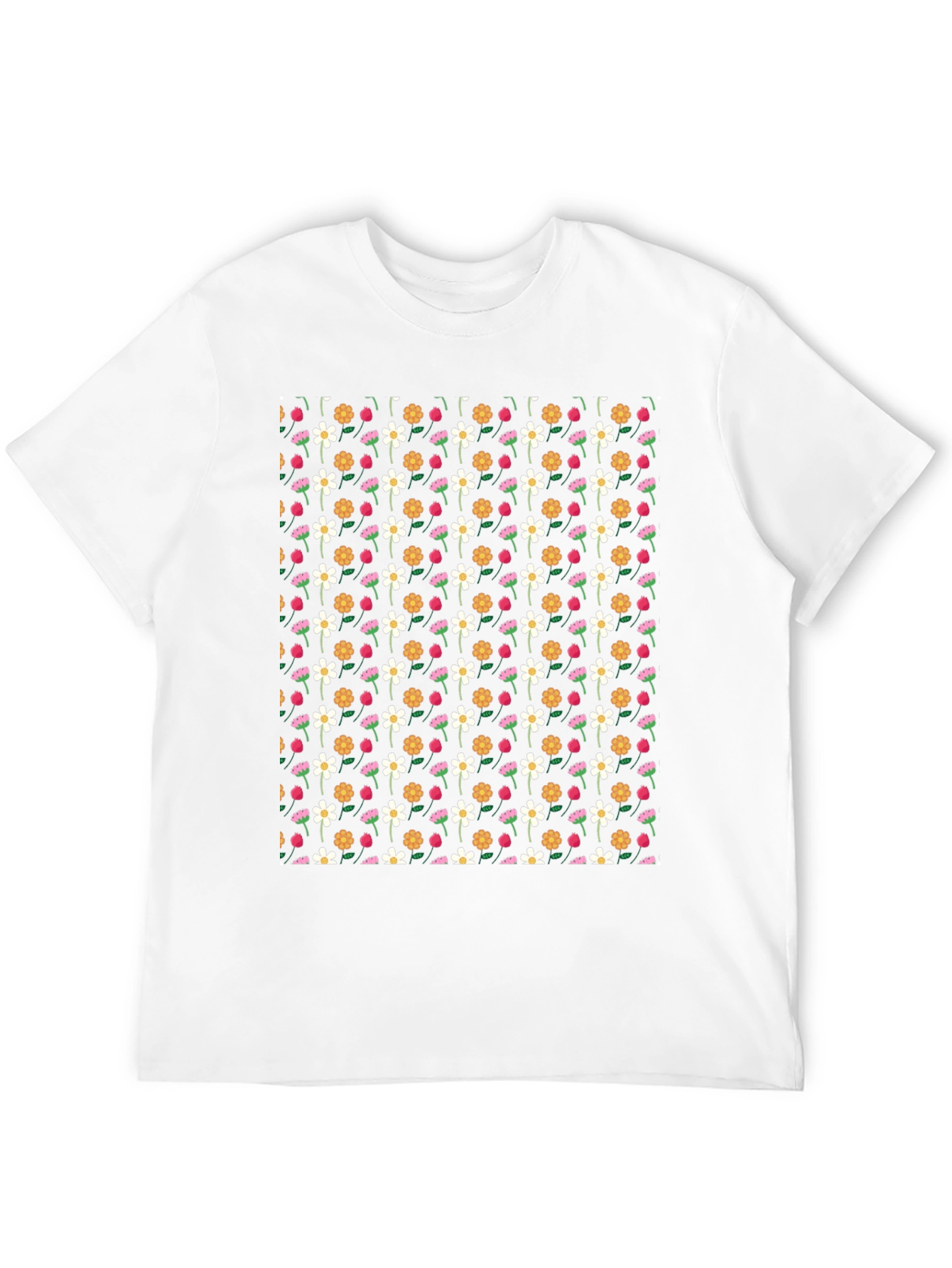 Floral Pattern Black T-Shirt