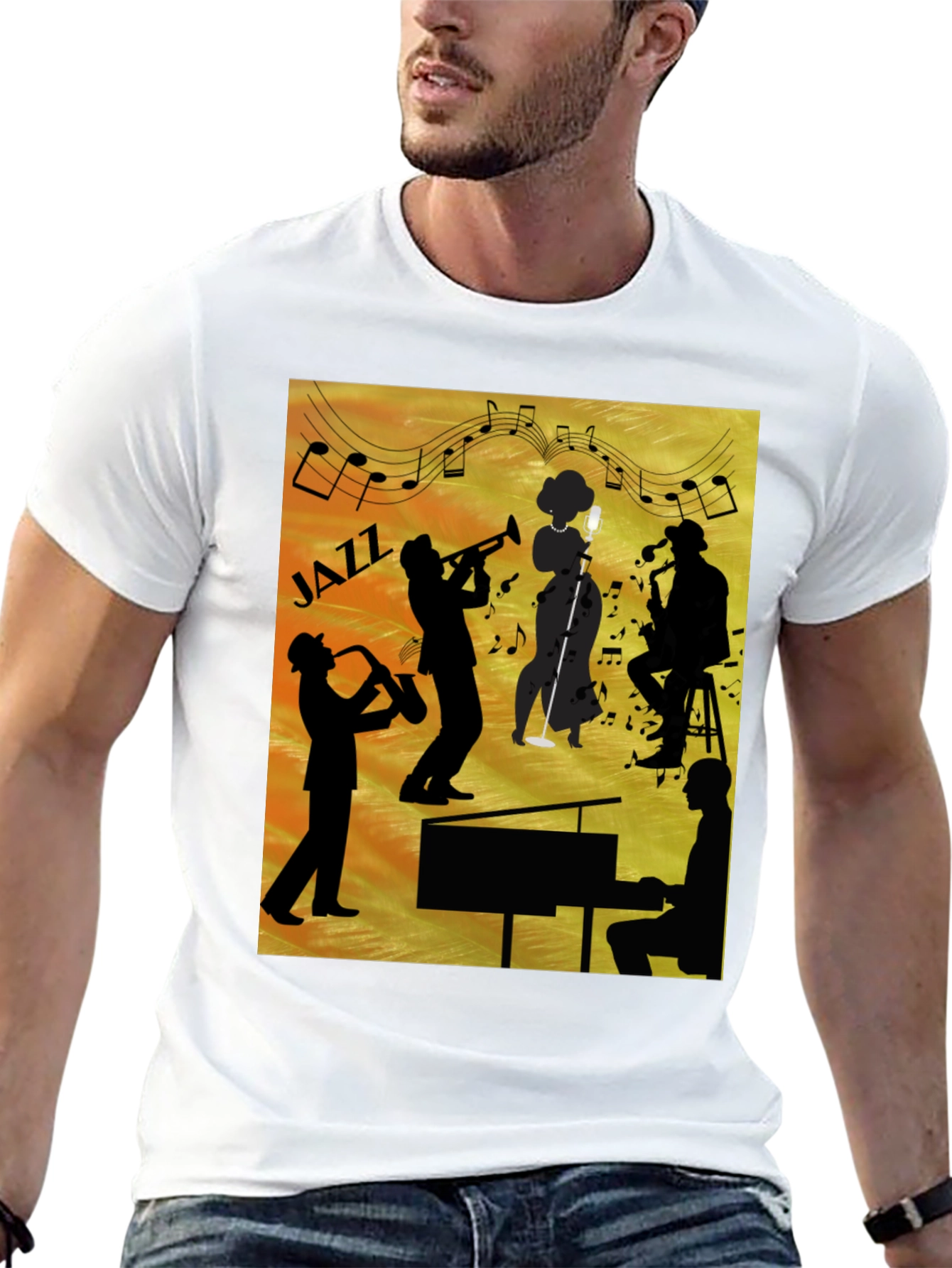 Jazz Band Silhouette Graphic Tee