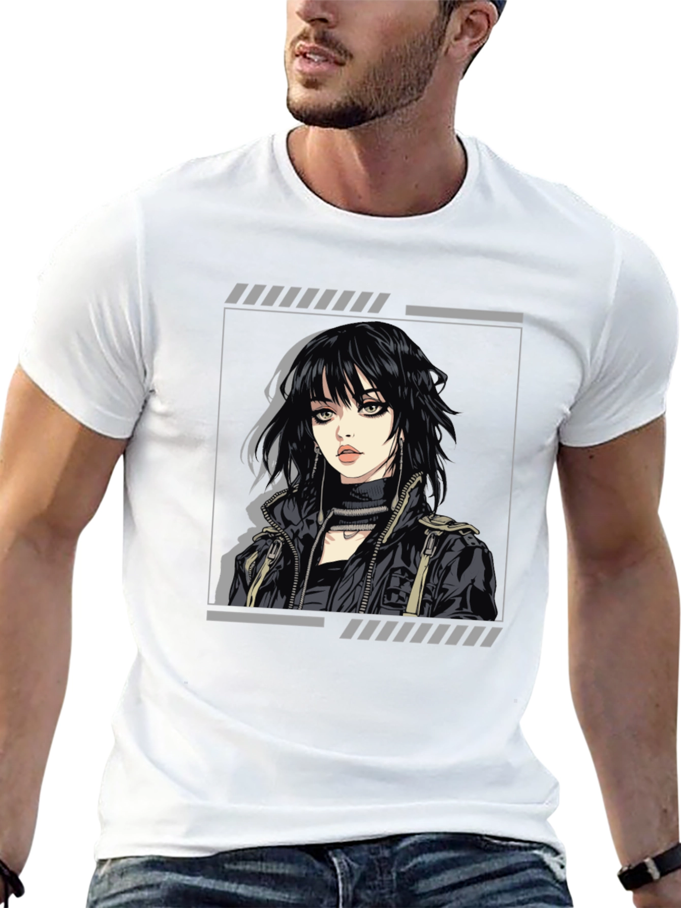 Edgy Anime Girl Graphic Black T-Shirt