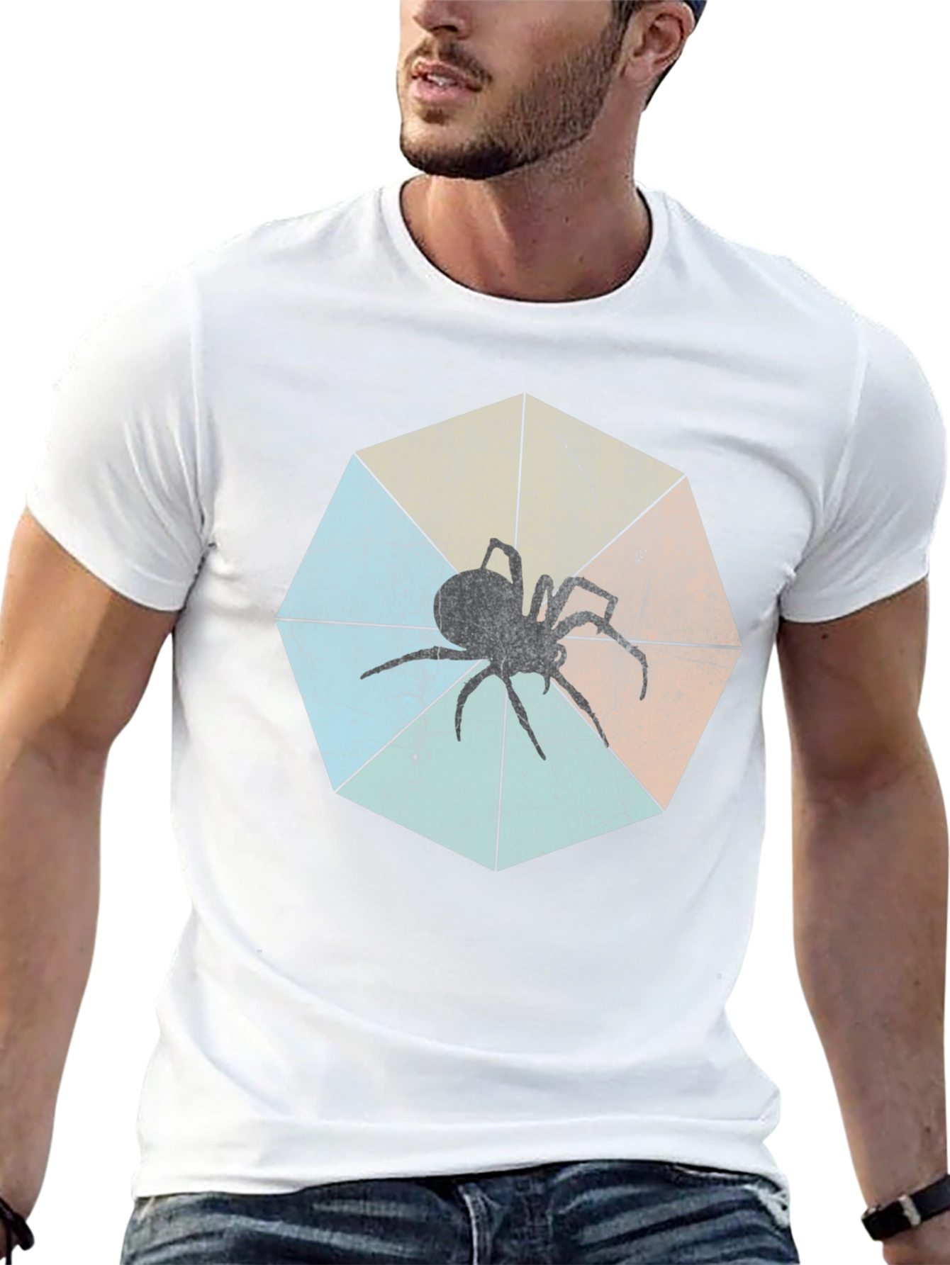 Retro Spider Graphic Tee - Black Cotton T-Shirt