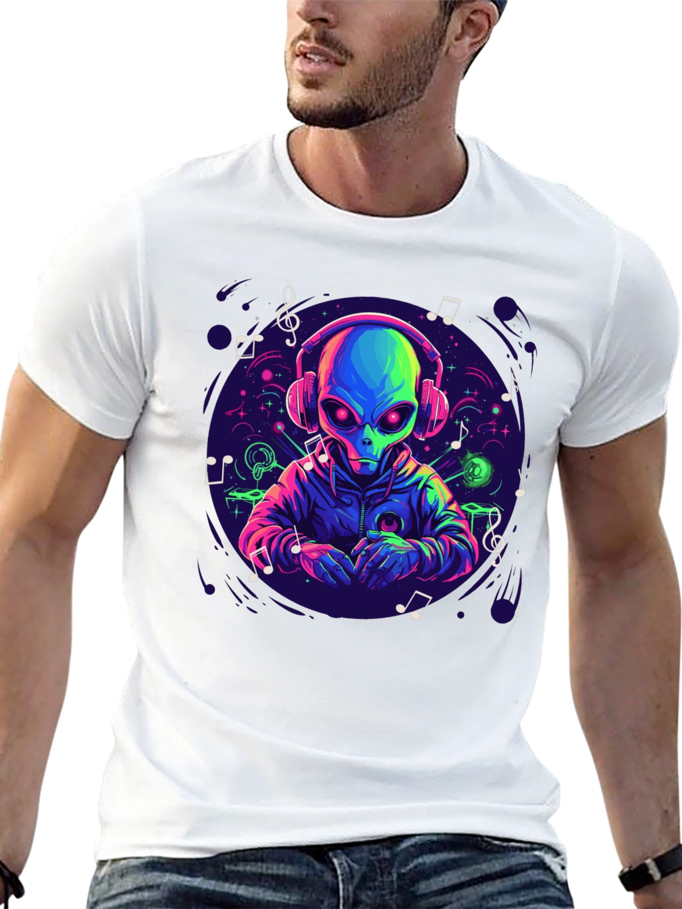 Alien DJ Graphic Tee - Music Lover Gift