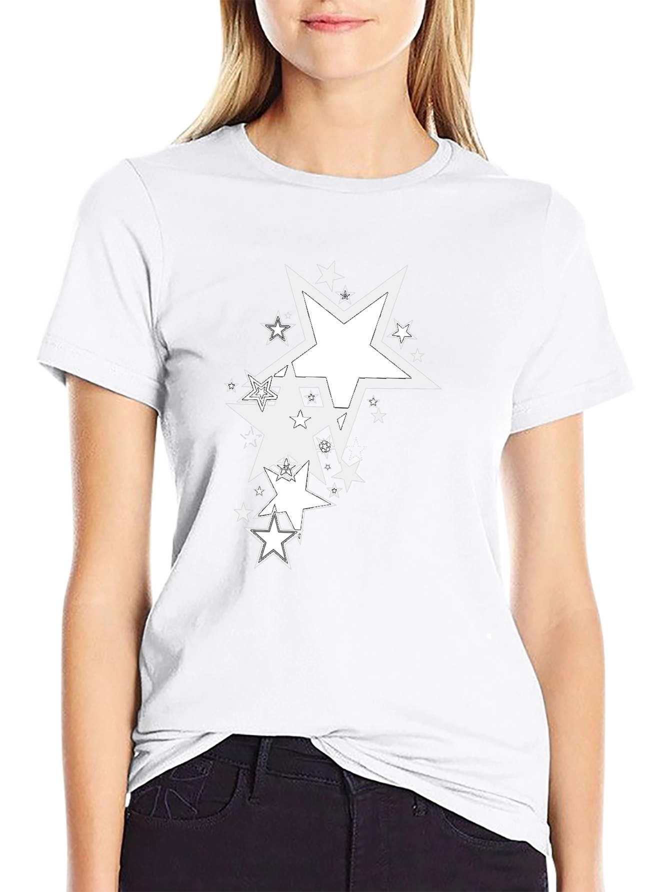 Star Graphic Print Black Tee