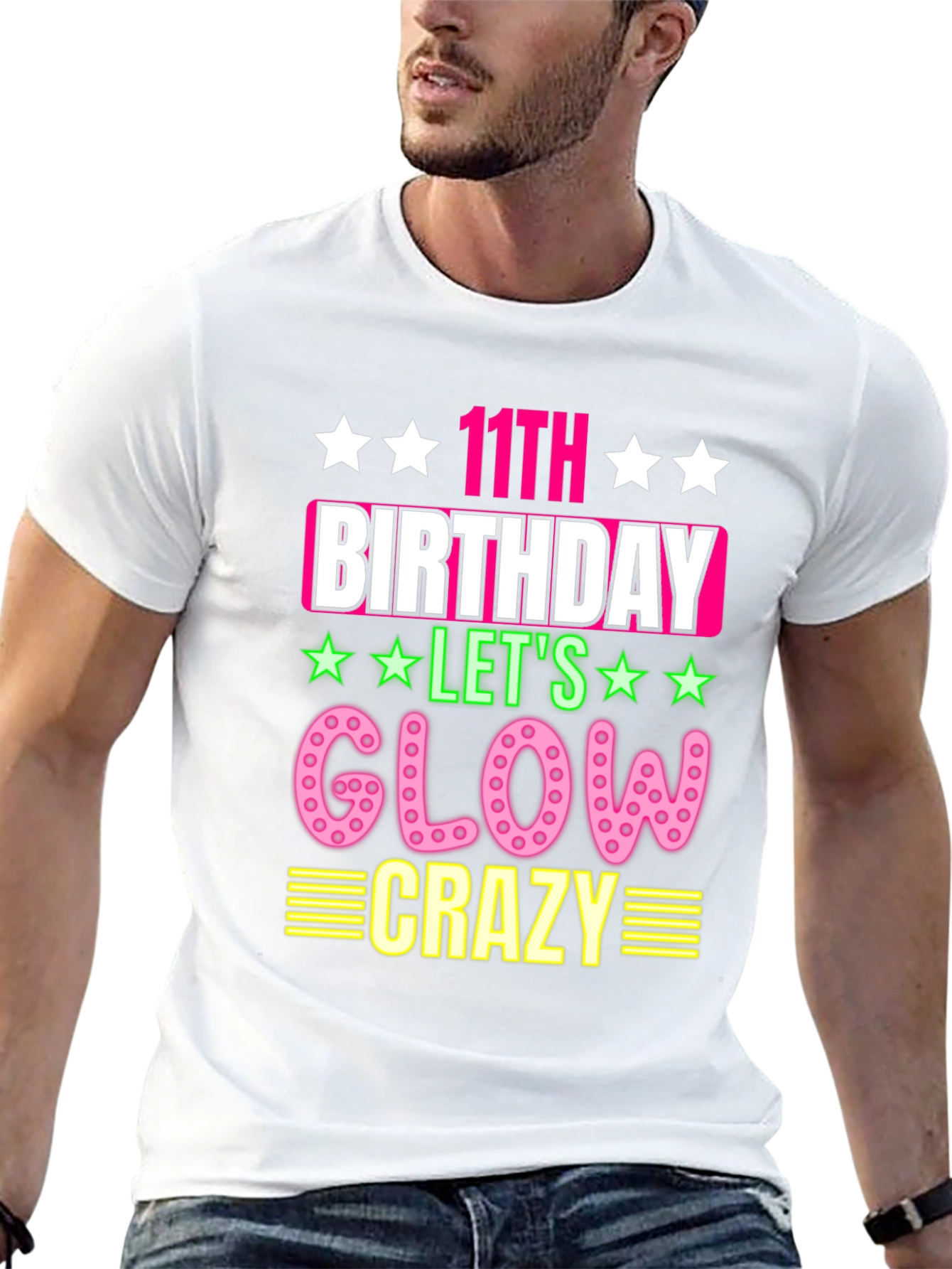 11th Birthday Lets Glow Crazy Black T-Shirt