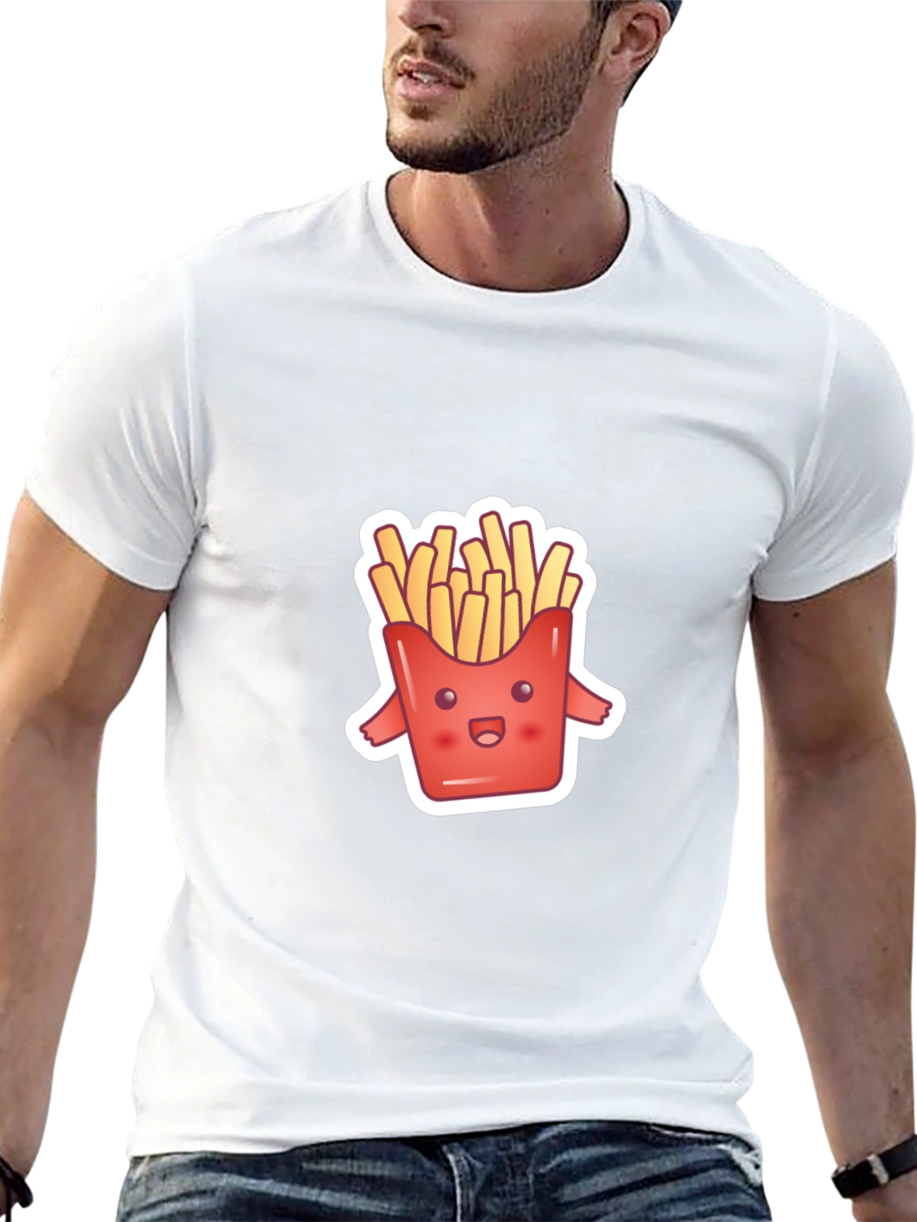 Cute Fries Graphic Tee - Black Comfort Fit
