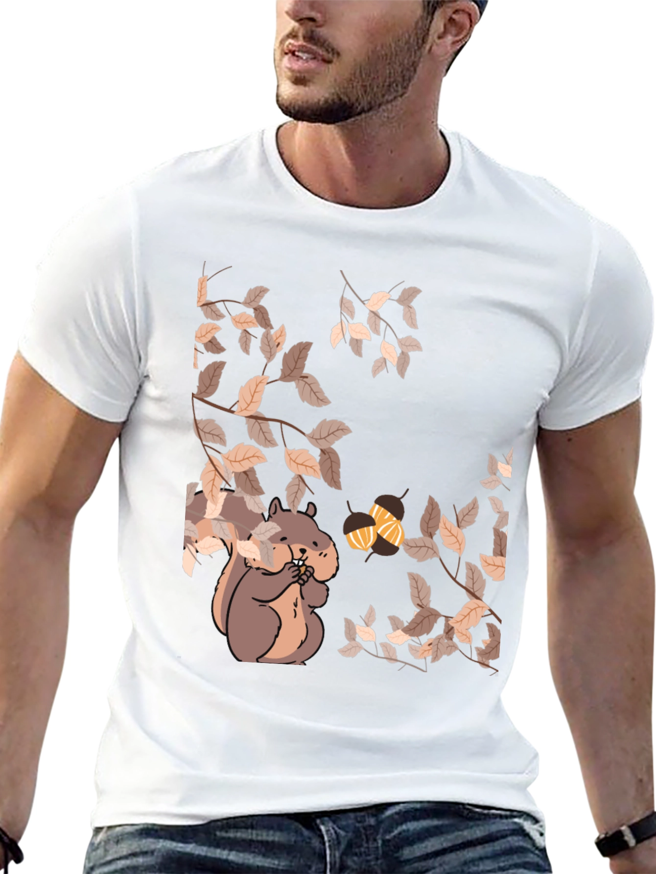 Squirrel & Acorns Black T-Shirt