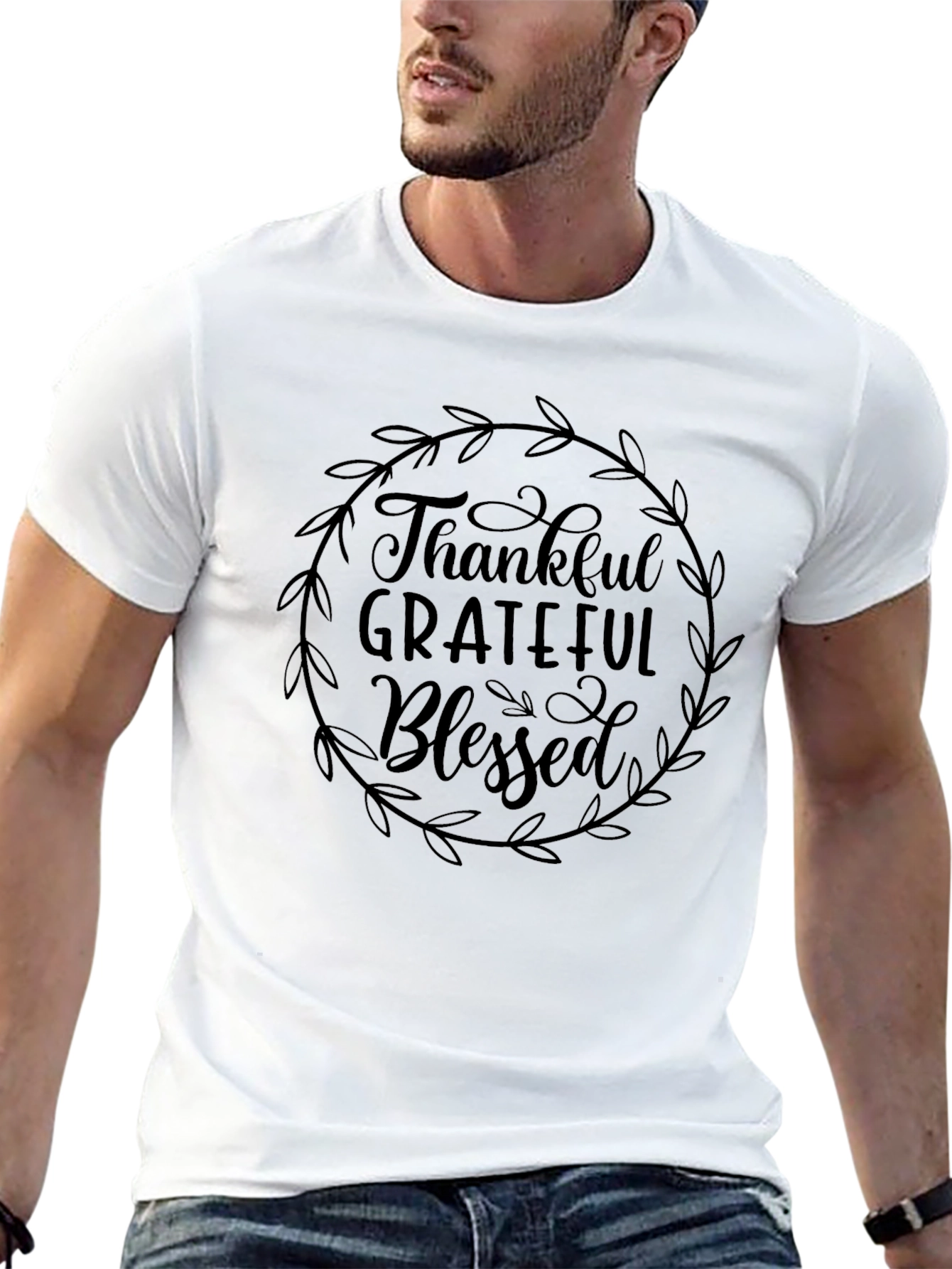 Thankful Grateful Blessed Black T-Shirt