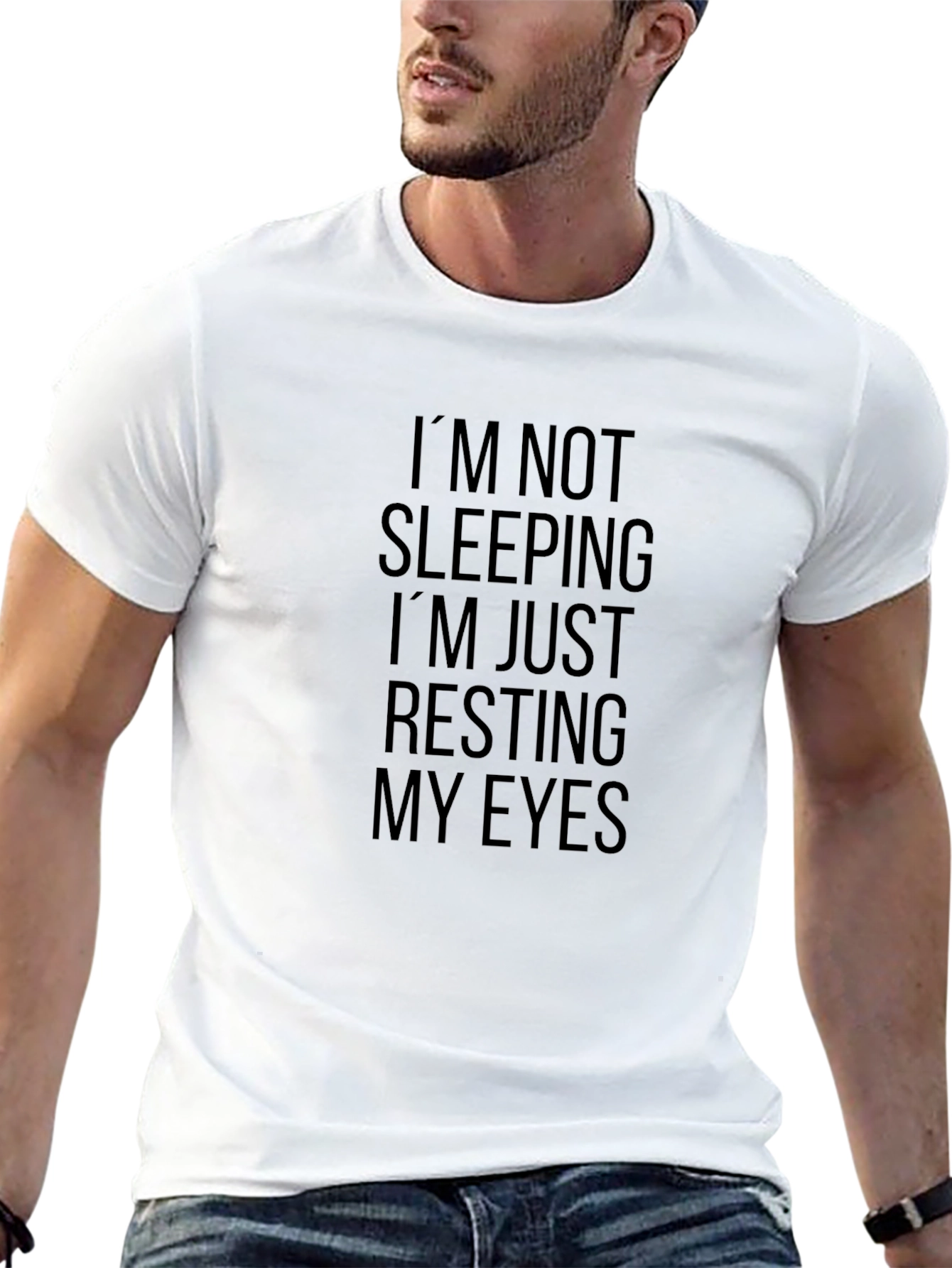 Resting Eyes Black T-Shirt - Funny Slogan Tee