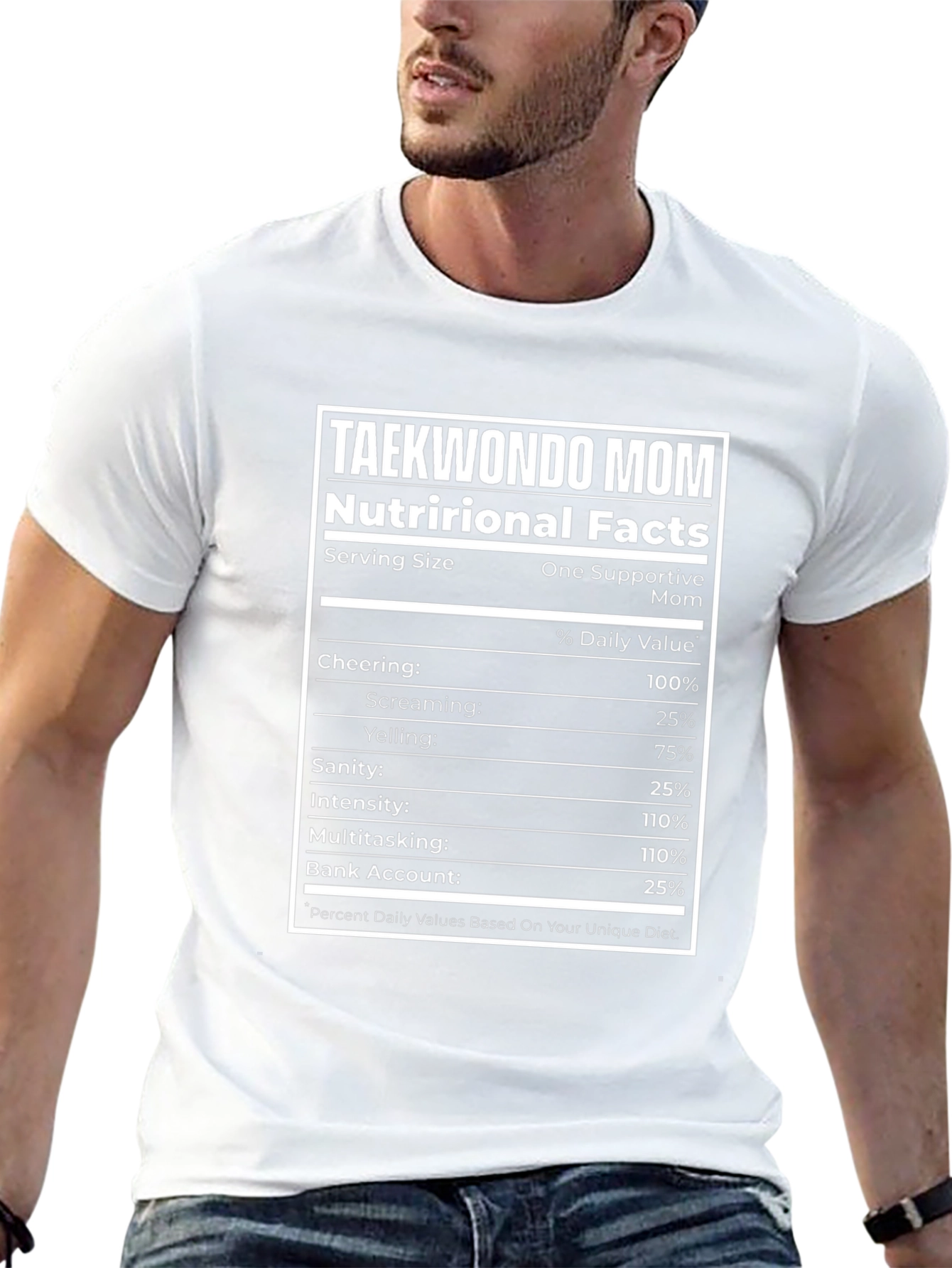Taekwondo Mom Nutrition Facts Black T-Shirt