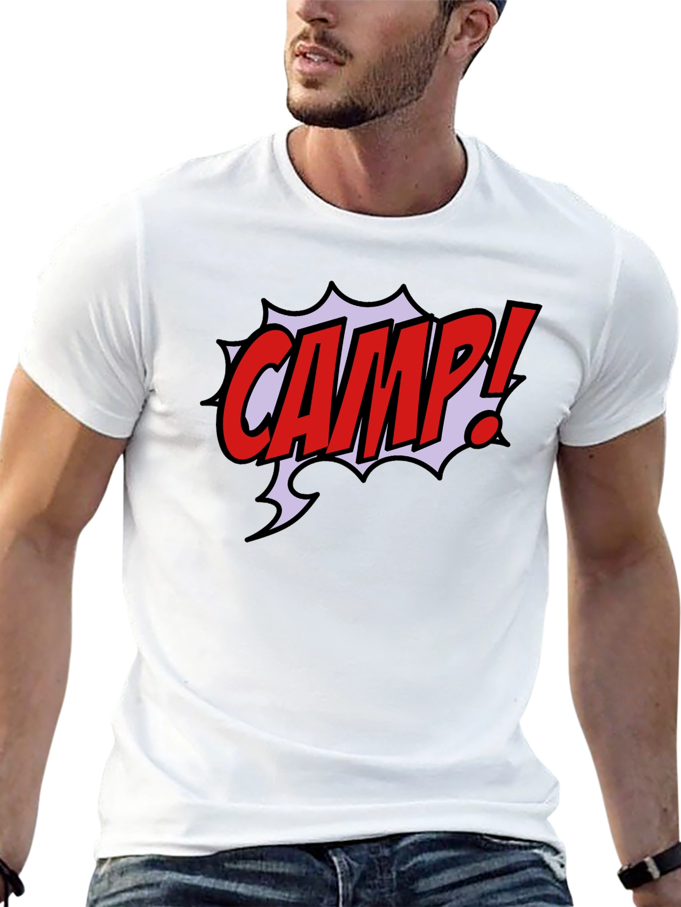 Comic Style CAMP! Black Graphic T-Shirt