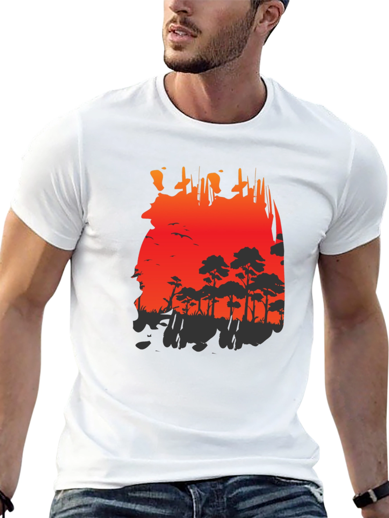 Red Sunset Forest Graphic Tee