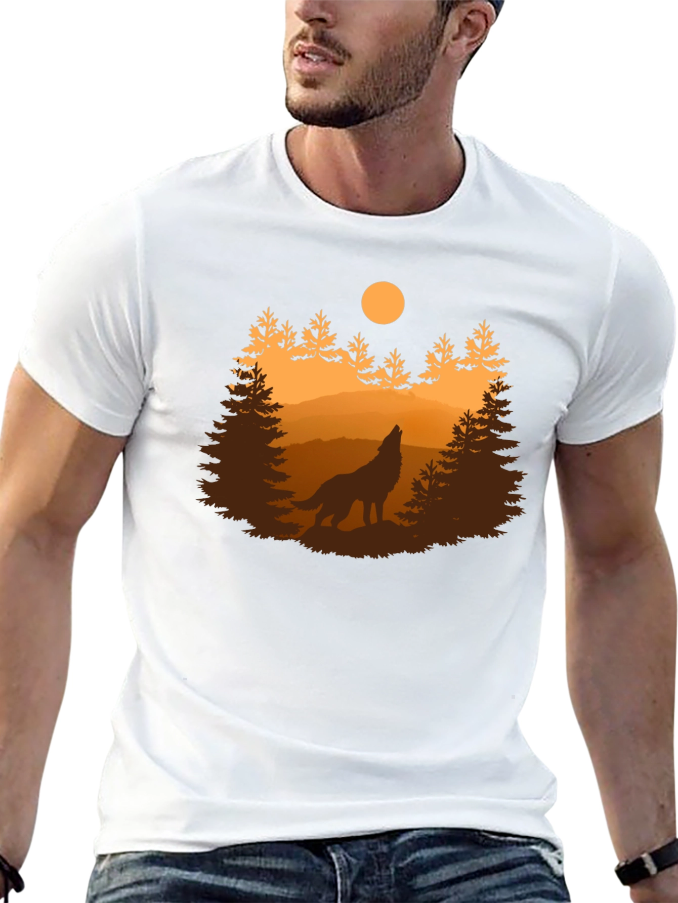 Wolf Howling at Moon T-Shirt
