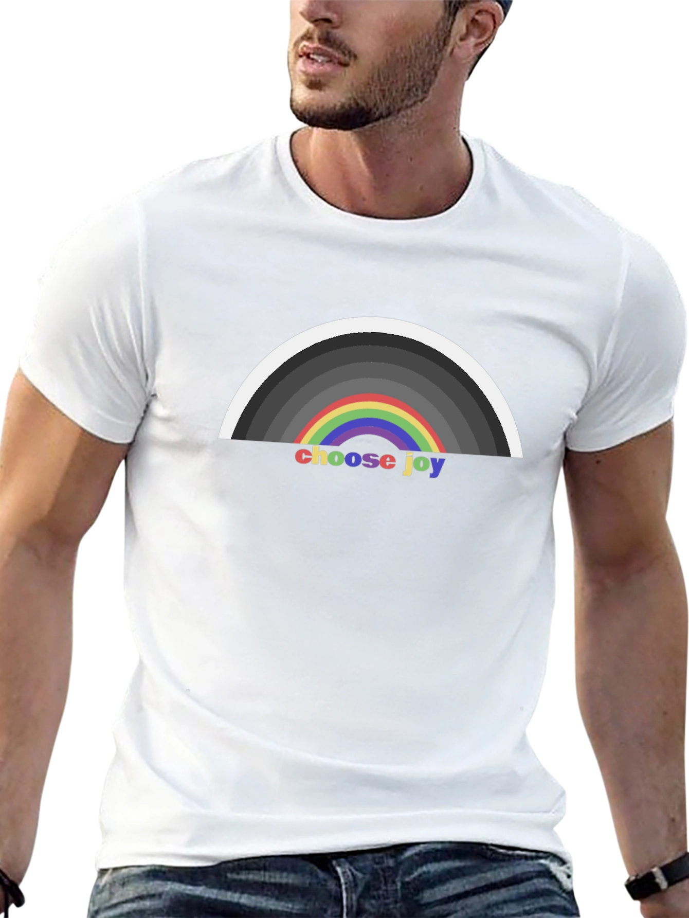 Choose Joy Rainbow Graphic T-Shirt - Black