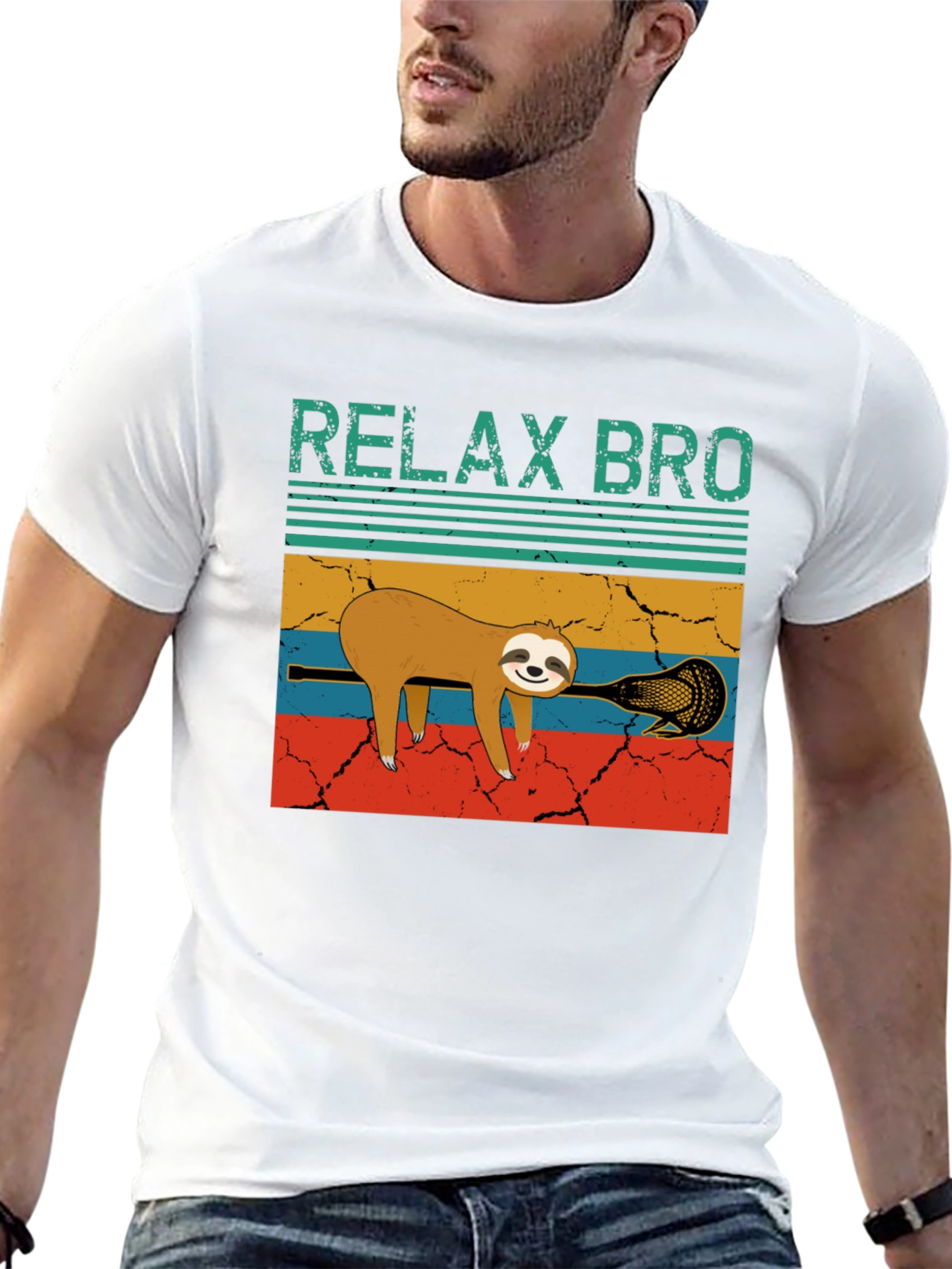 Relax Bro Sloth Lacrosse Graphic Tee