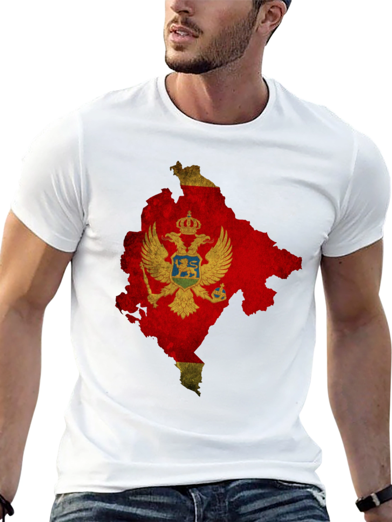 Montenegro Flag Map T-Shirt - Black Cotton Tee