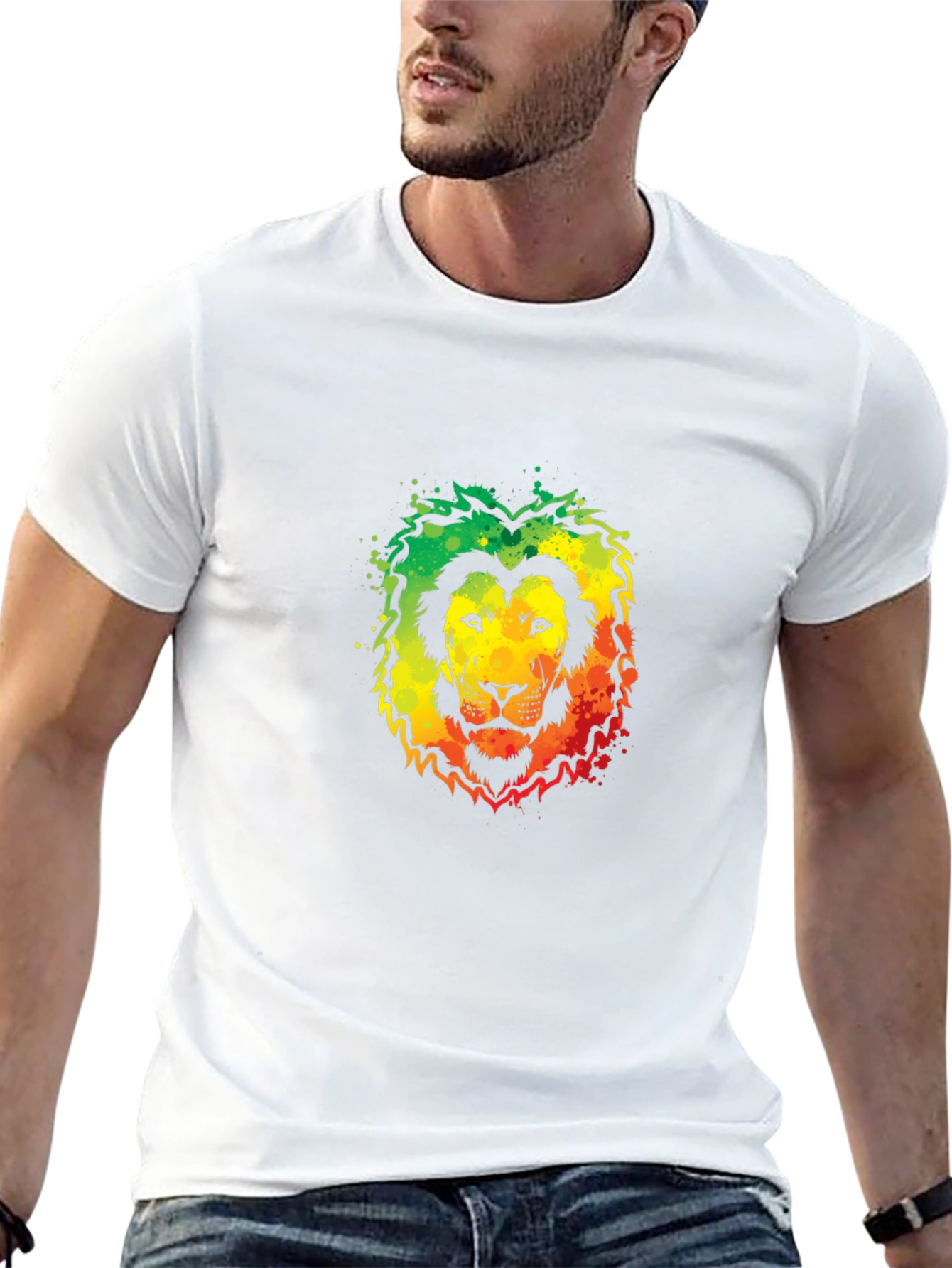 Rasta Lion Graphic Tee - Black Cotton T-Shirt
