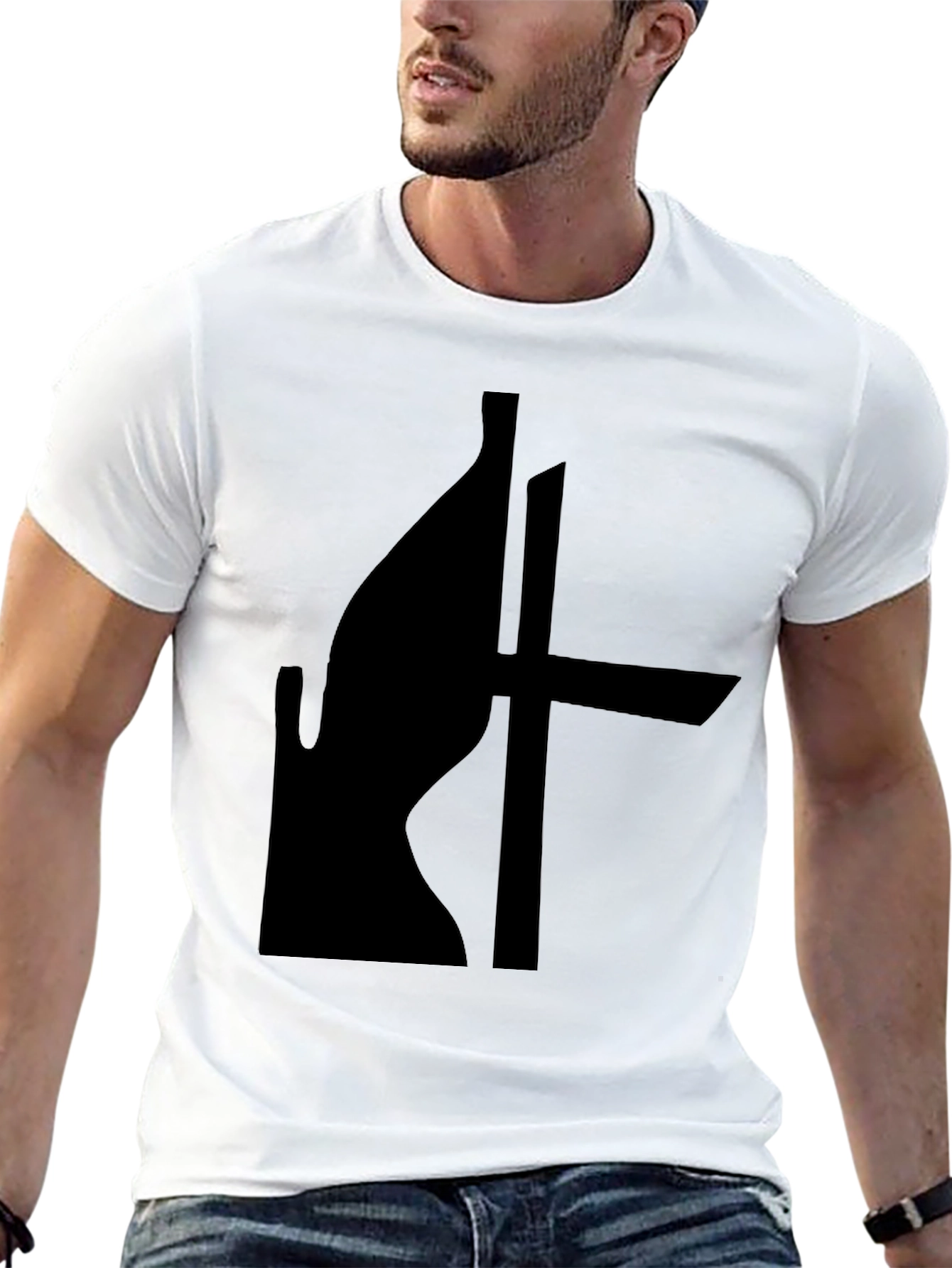 Abstract Silhouette Graphic Black T-Shirt