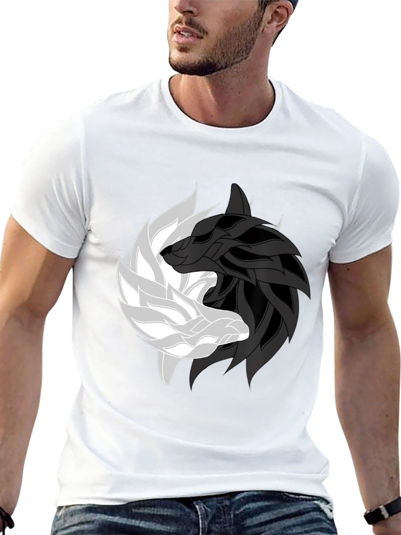 Yin Yang Wolf Graphic Tee - Harmony & Style