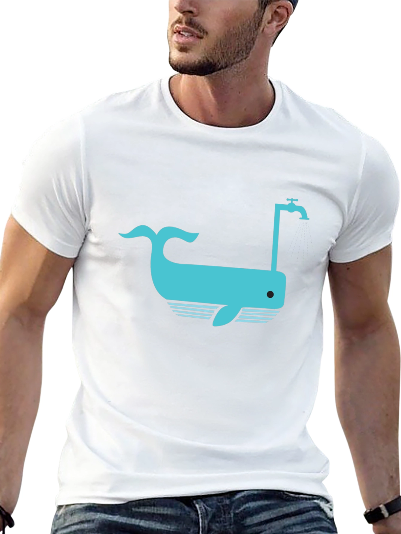 Whale Faucet Graphic Black T-Shirt